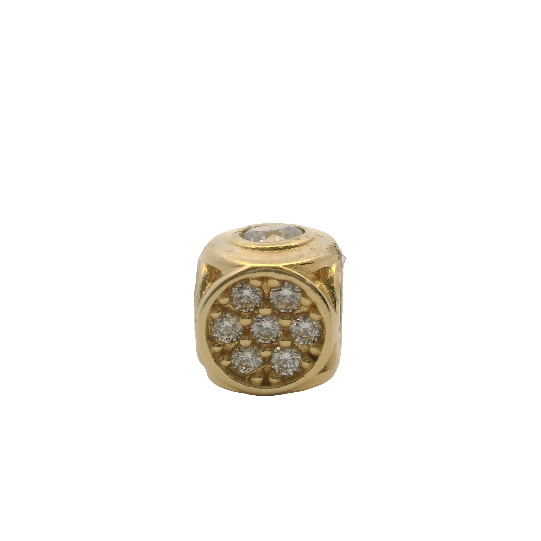 Solid 14kt Yellow Gold and Cubic Zirconia Cluster Spacer Charm
