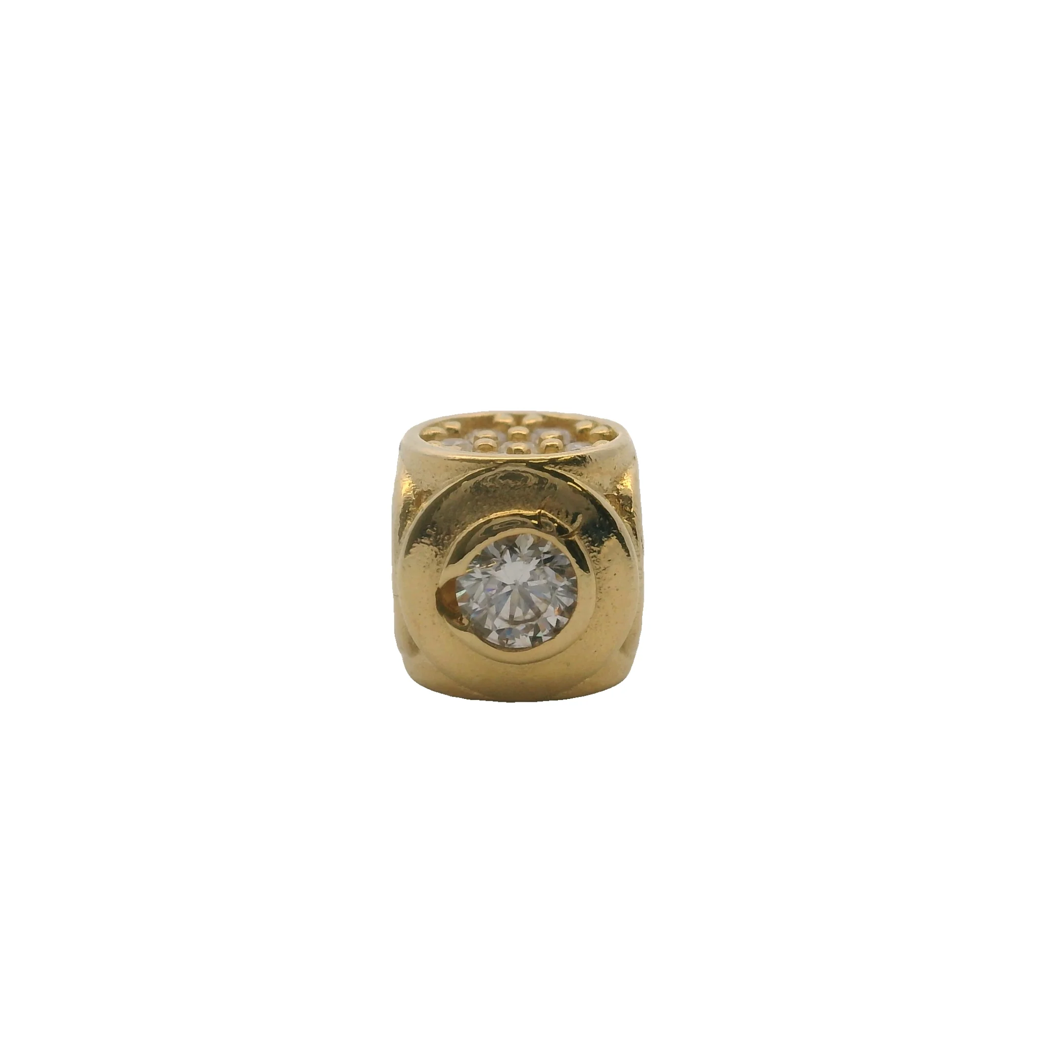 Solid 14kt Yellow Gold and Cubic Zirconia Cluster Spacer Charm - Image 3