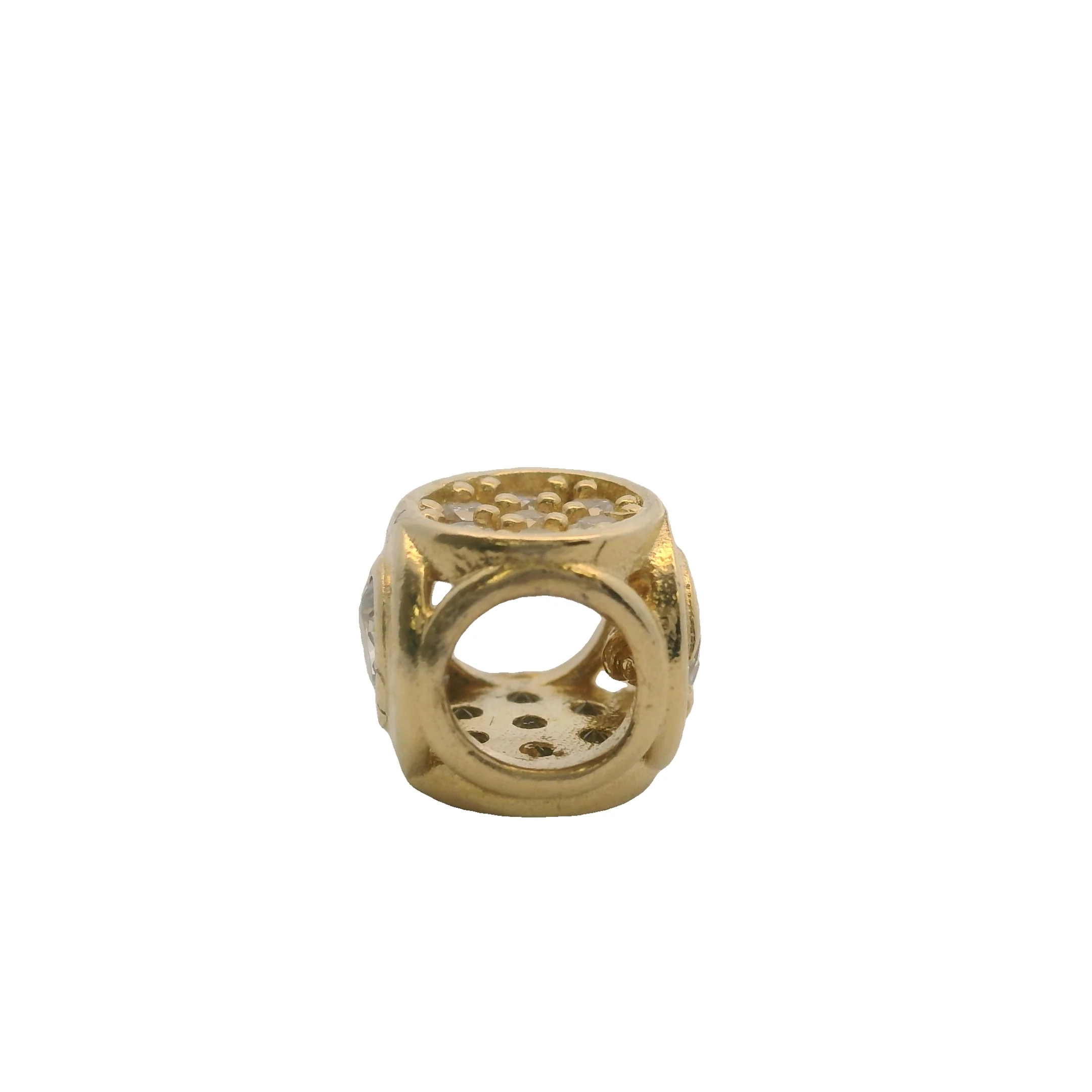 Solid 14kt Yellow Gold and Cubic Zirconia Cluster Spacer Charm - Image 4
