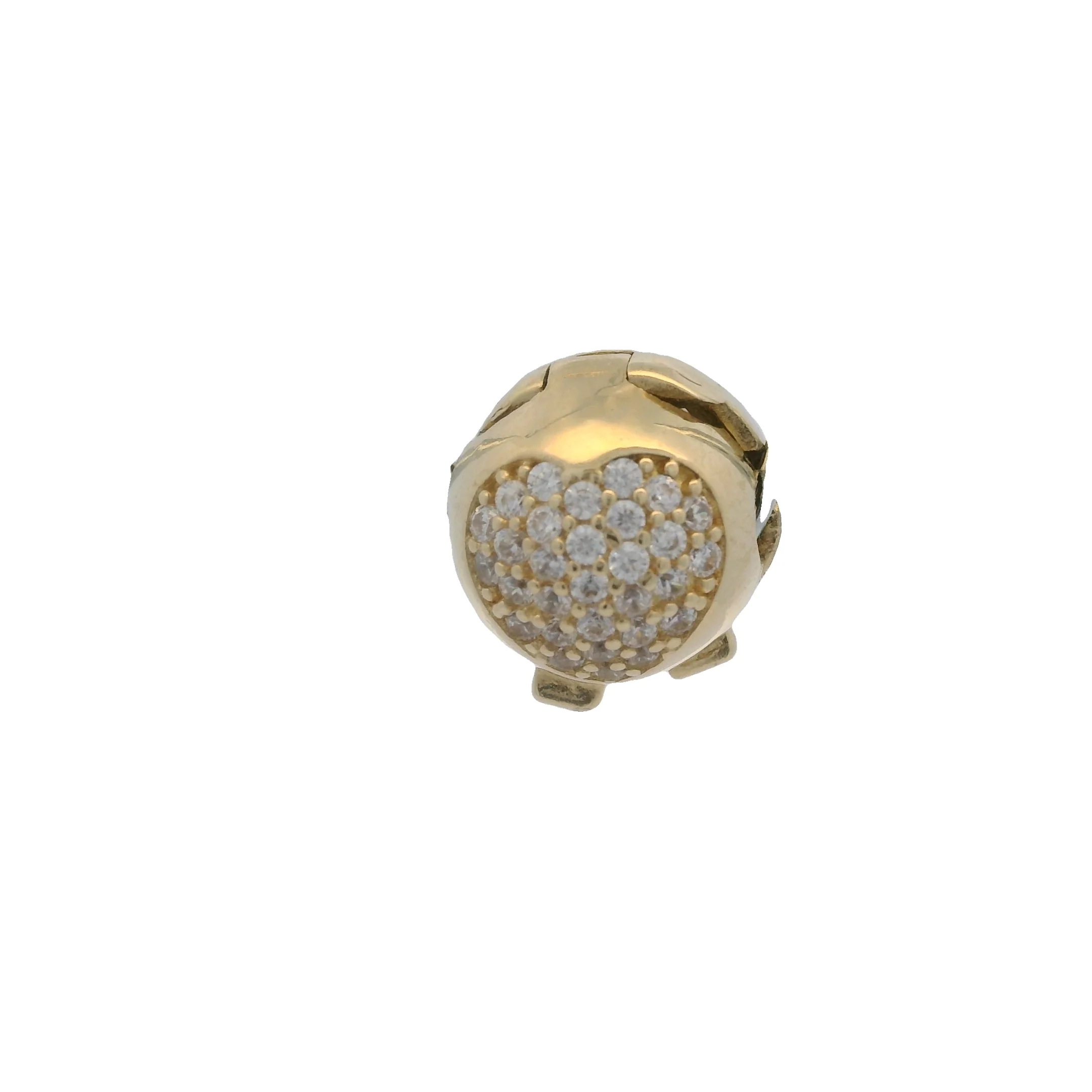Solid 14kt Yellow Gold and Cubic Zirconia Heart Round Clip Charm - Image 2