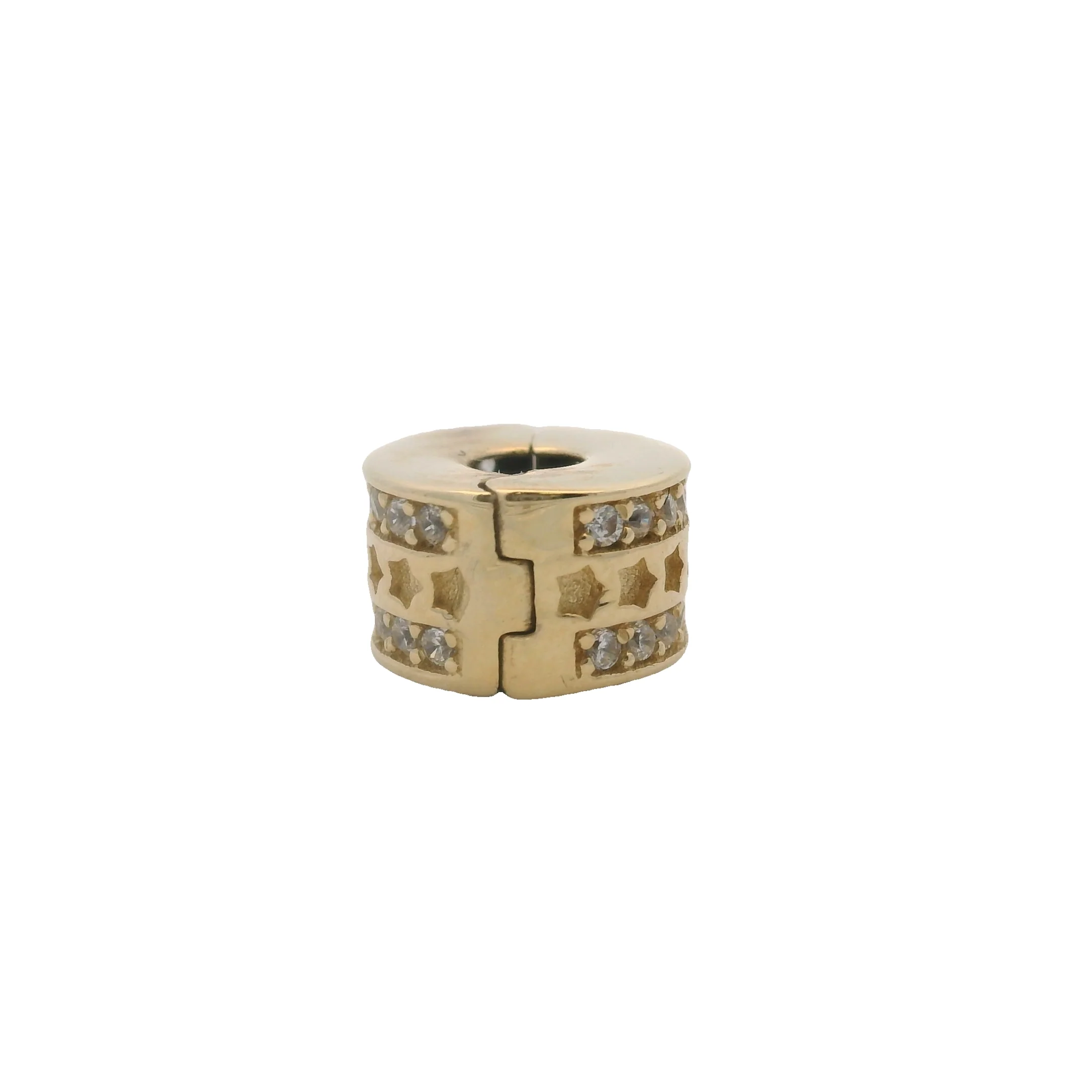 Solid 14kt Yellow Gold and Cubic Zirconia Stars Celestial Clip Slide/Spacer Charm - Image 3