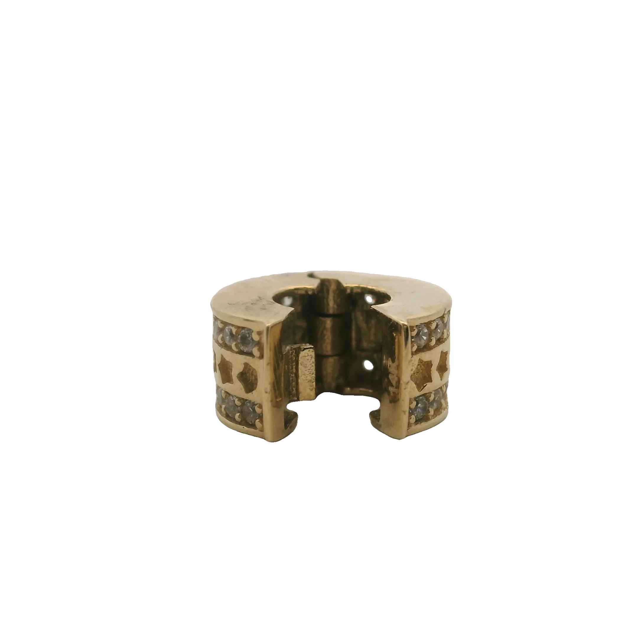 Solid 14kt Yellow Gold and Cubic Zirconia Stars Celestial Clip Slide/Spacer Charm - Image 6