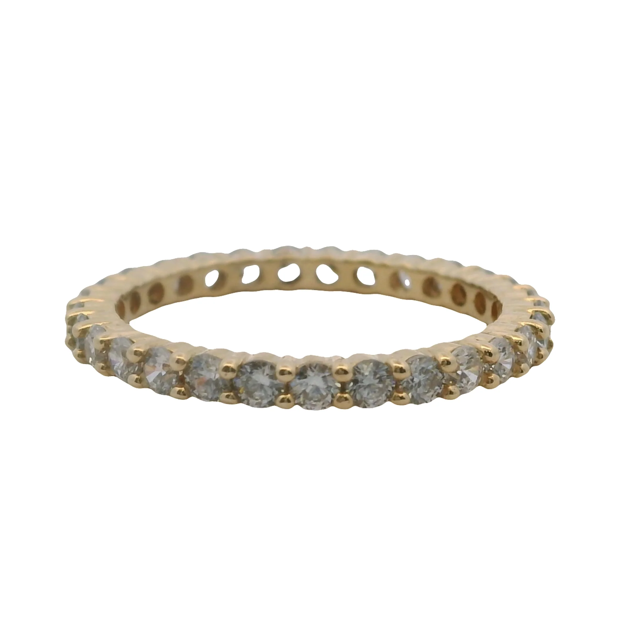 Solid 14kt Yellow Gold and CZ Cubic Zirconia Eternity Band Ring Size 6 - Image 2
