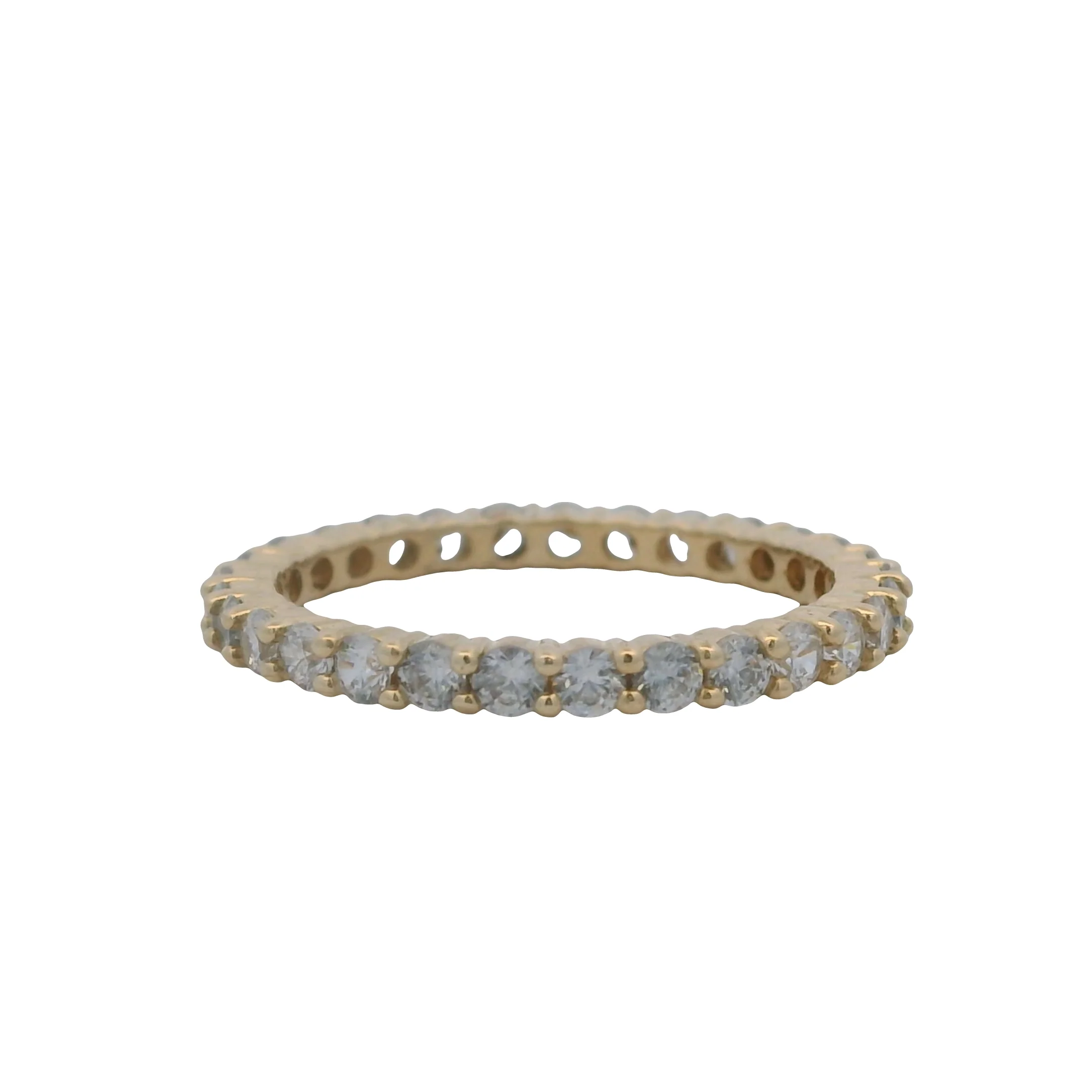 Solid 14kt Yellow Gold and CZ Cubic Zirconia Eternity Band Ring Size 6 - Image 3