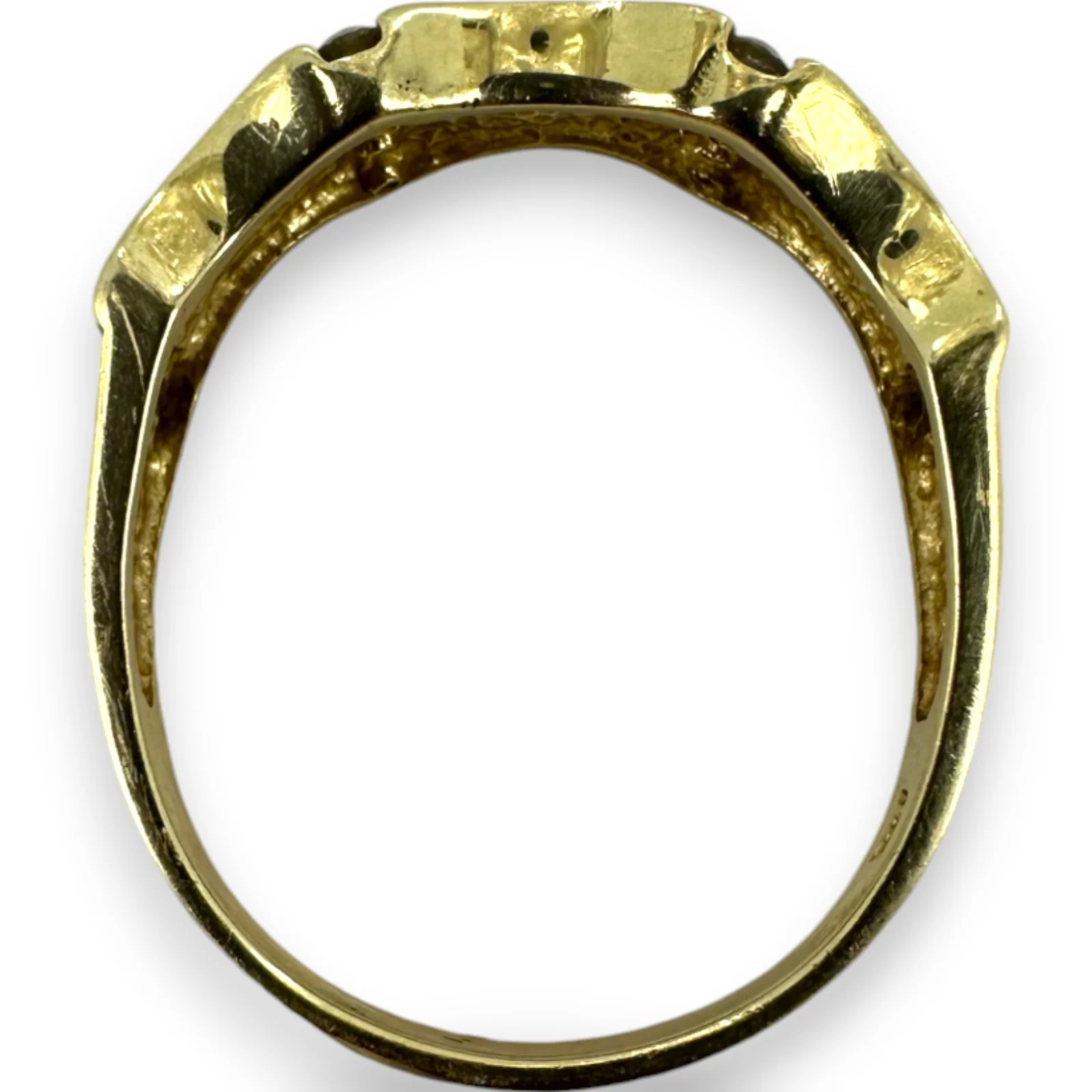 Solid 14kt Yellow Gold and Lab Black Opal Stackable Fashion Ring with 6 Diamonds Size 9.5 - Image 5