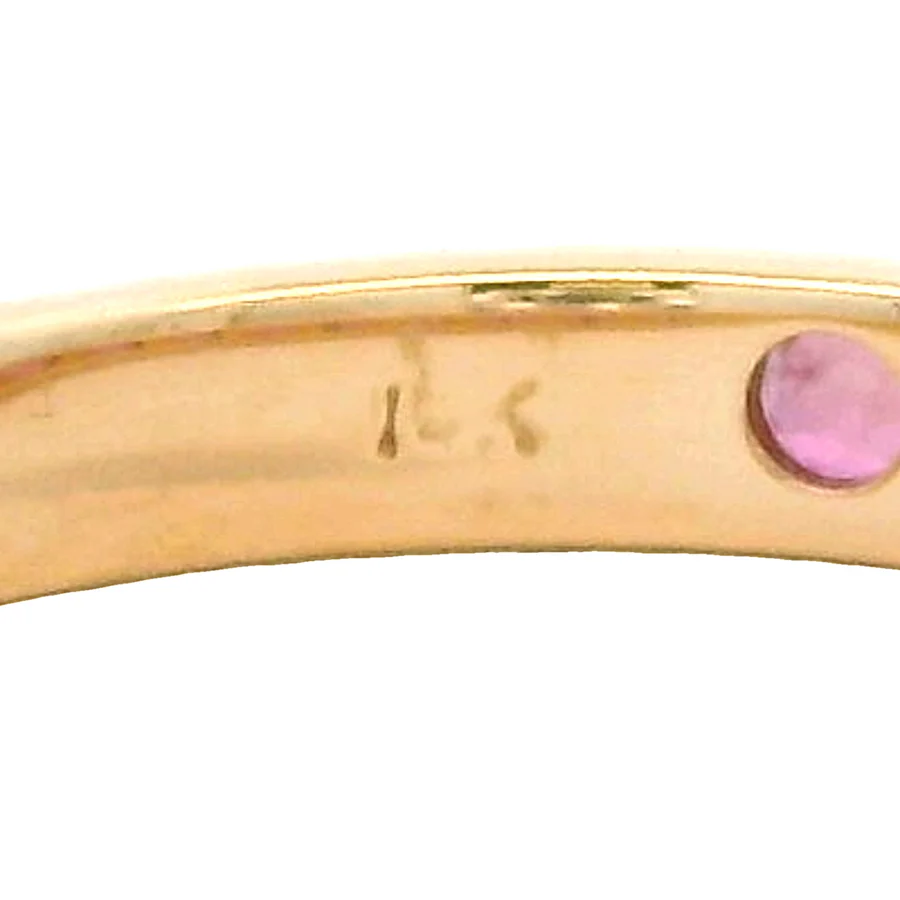 Solid 14kt Yellow Gold and Natural Ruby Half-Eternity Channel-Set 3mm Stacking Band Size 5.5 - Image 8