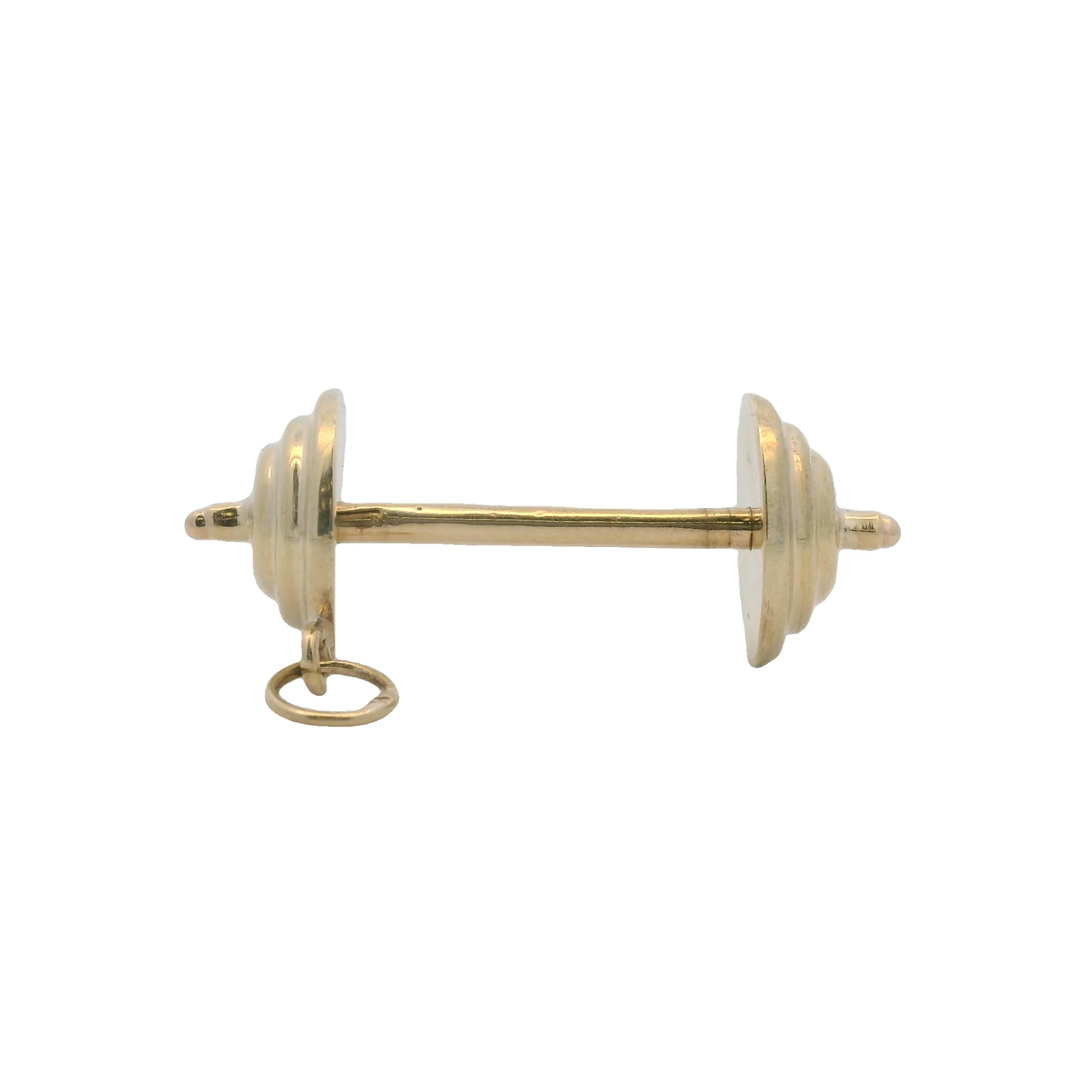Solid 14kt Yellow Gold Barbell Drop/Dangle Charm/Pendant - Image 2