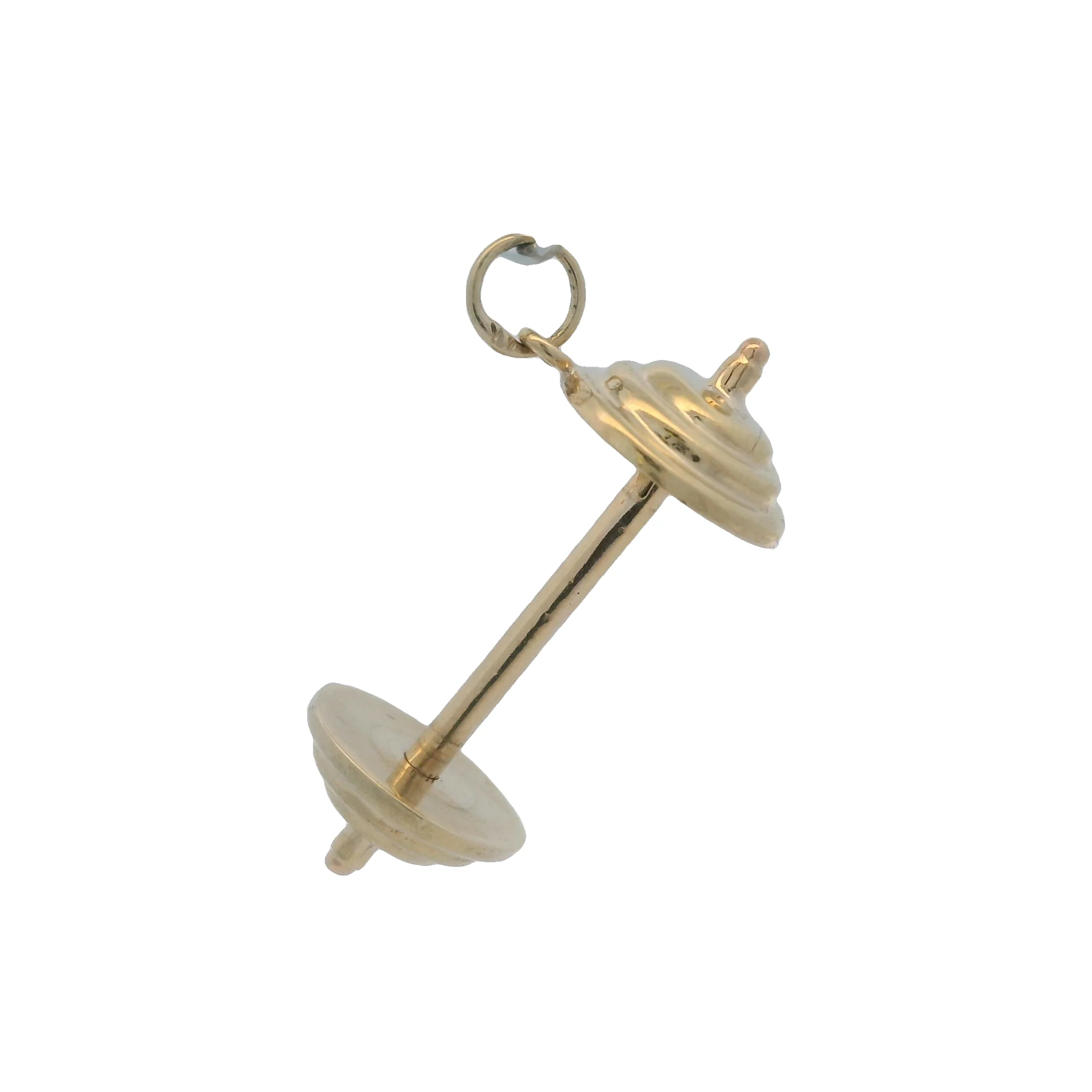 Solid 14kt Yellow Gold Barbell Drop/Dangle Charm/Pendant - Image 3