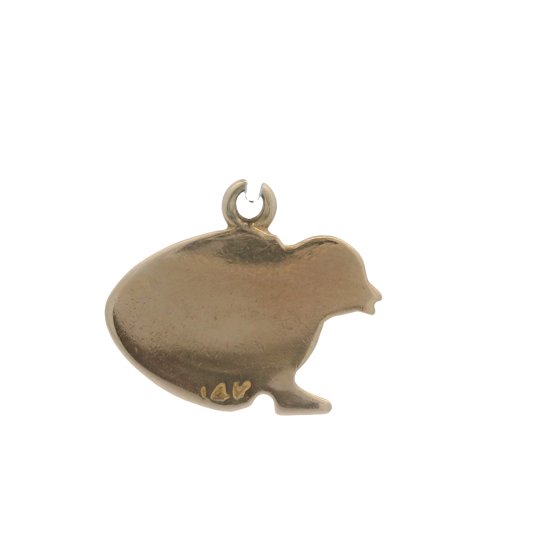 Solid 14kt Yellow Gold Cute Hatching Egg Chick Charm Pendant - Image 3