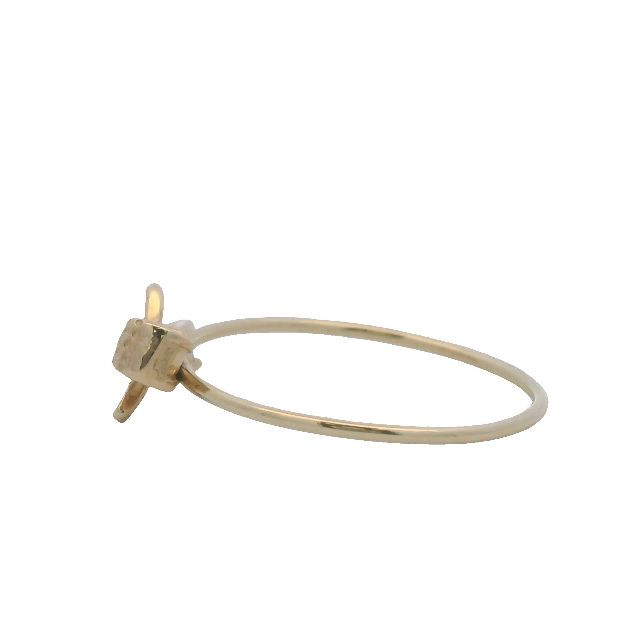 Solid 14kt Yellow Gold Dainty Thin Dotted Bow Ring Size 7 - Image 3