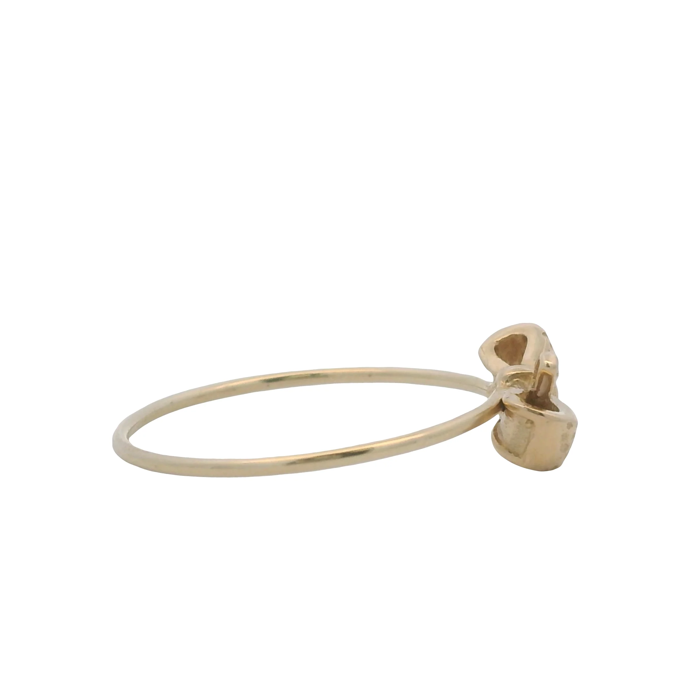 Solid 14kt Yellow Gold Dainty Thin Dotted Bow Ring Size 7 - Image 4
