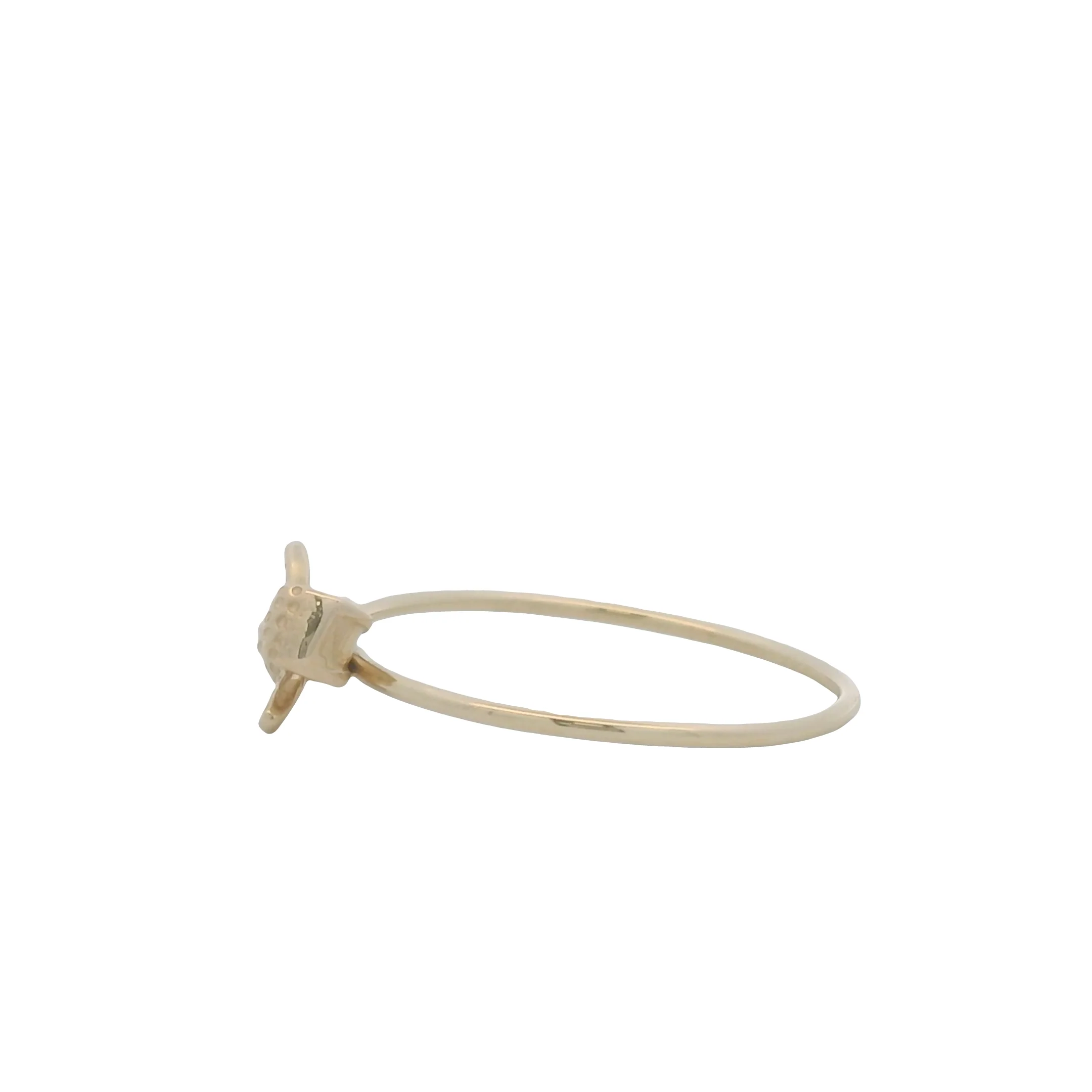 Solid 14kt Yellow Gold Dainty Thin Dotted Bow Ring Size 7 - Image 5