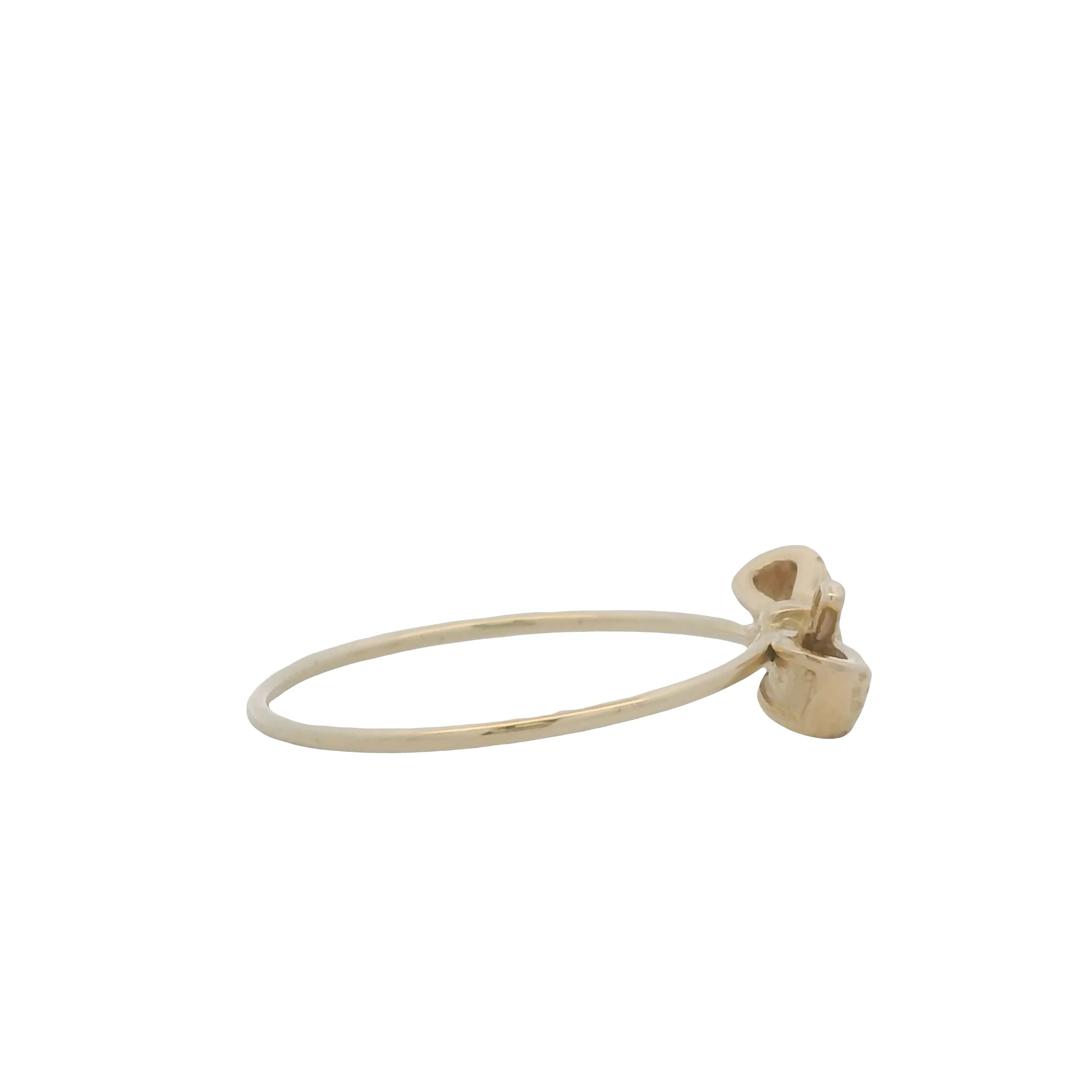 Solid 14kt Yellow Gold Dainty Thin Dotted Bow Ring Size 7 - Image 6