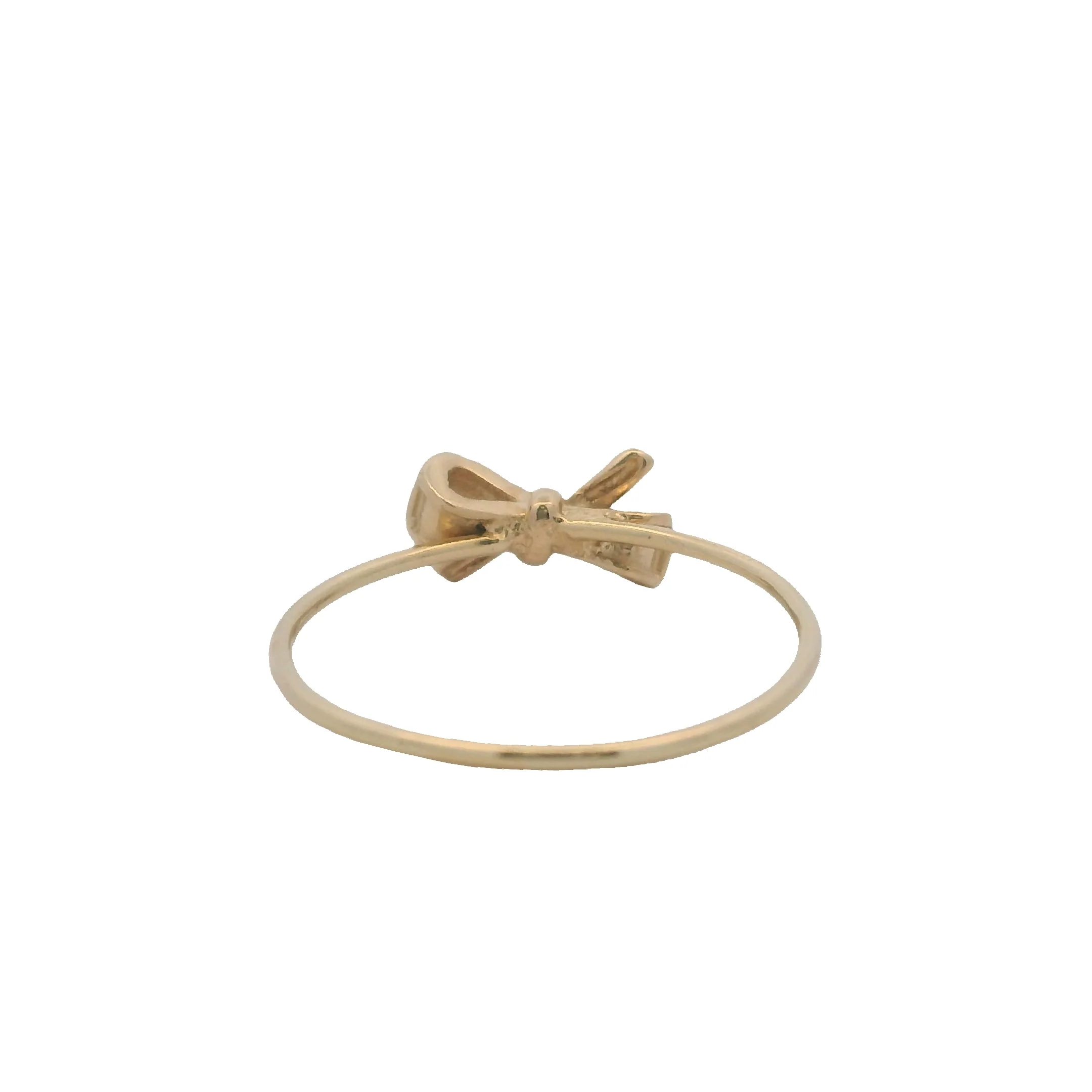 Solid 14kt Yellow Gold Dainty Thin Dotted Bow Ring Size 7 - Image 7