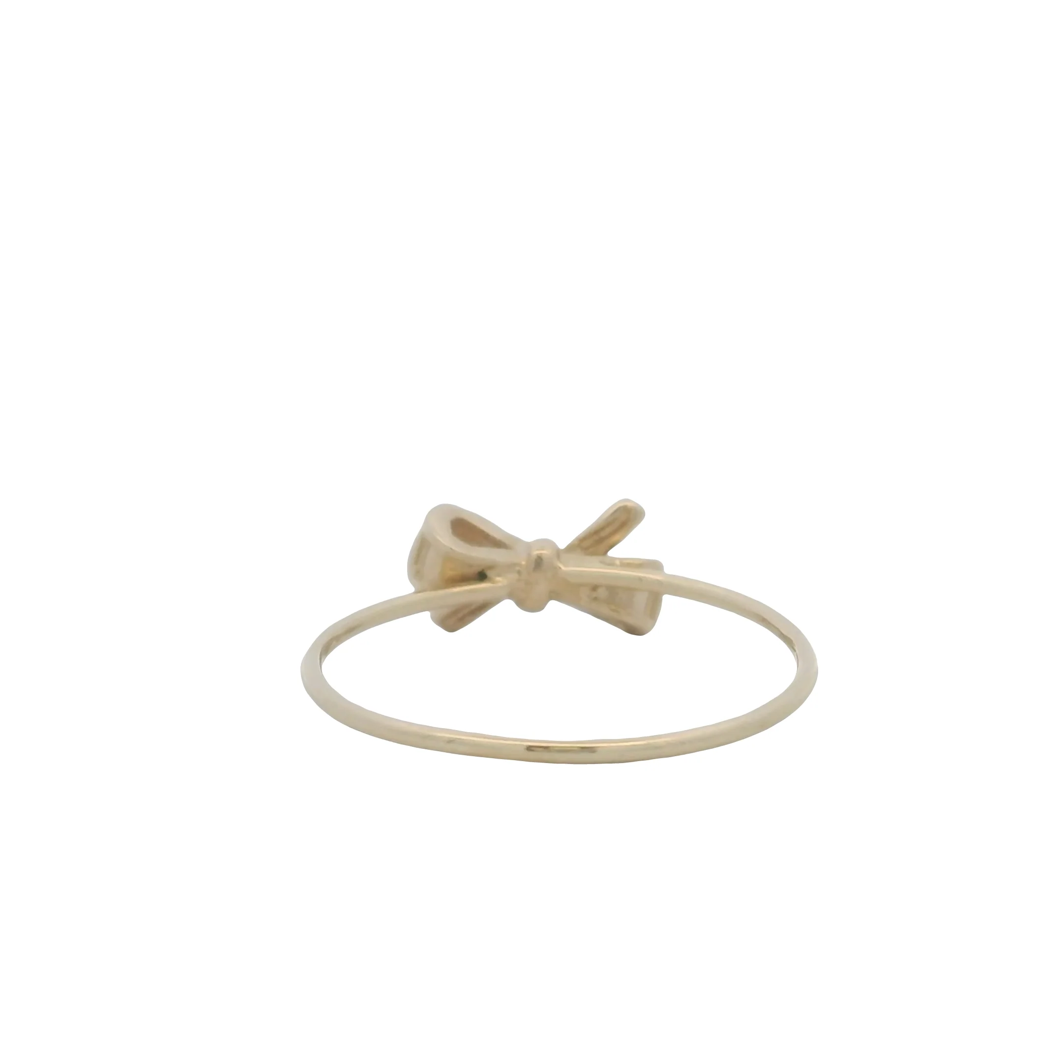 Solid 14kt Yellow Gold Dainty Thin Dotted Bow Ring Size 7 - Image 8