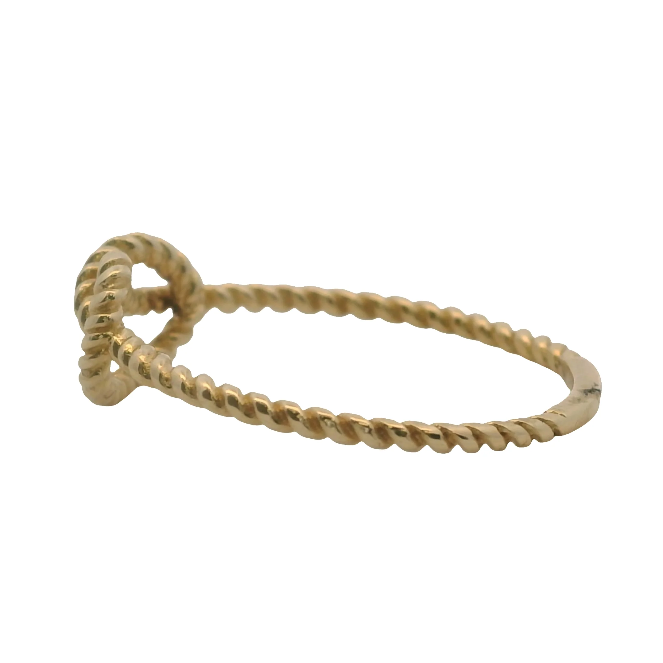Solid 14kt Yellow Gold Dainty Thin Minimalist Rope Cable Pretzel Knot Ring - Image 2