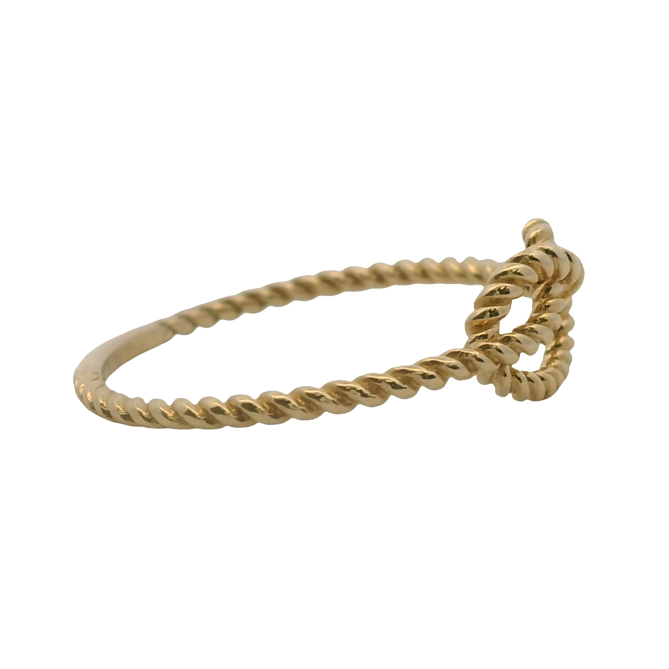 Solid 14kt Yellow Gold Dainty Thin Minimalist Rope Cable Pretzel Knot Ring - Image 3