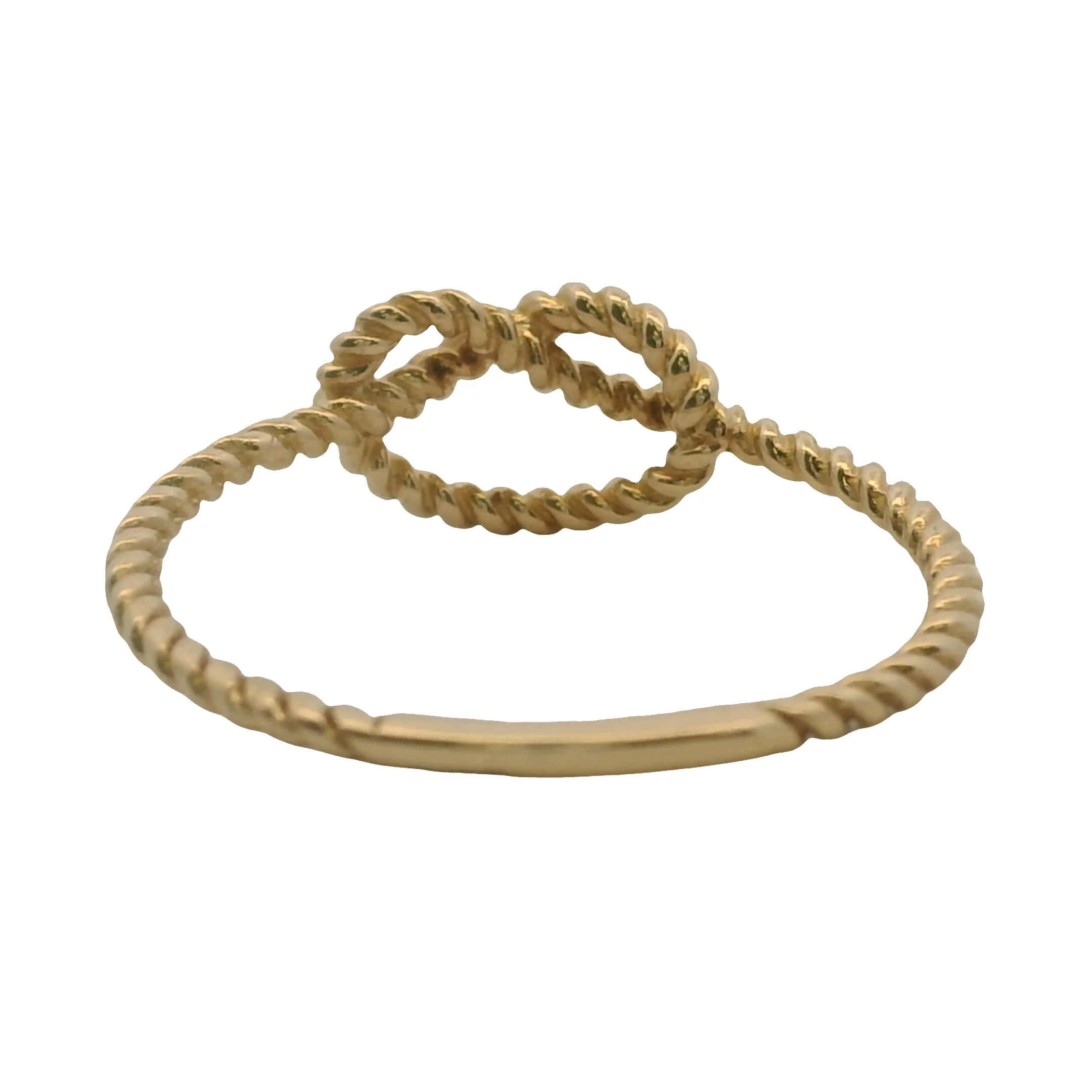 Solid 14kt Yellow Gold Dainty Thin Minimalist Rope Cable Pretzel Knot Ring - Image 4