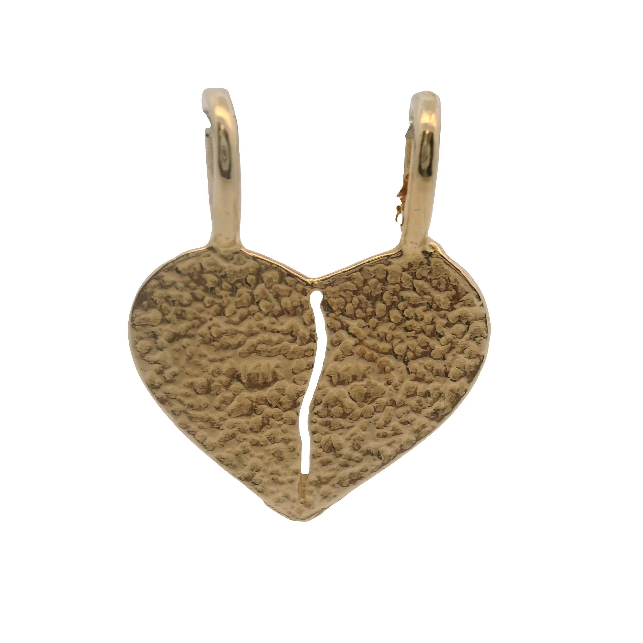 Solid 14kt Yellow Gold Double Bail Sweet Heart Love Necklace Pendant - Image 2