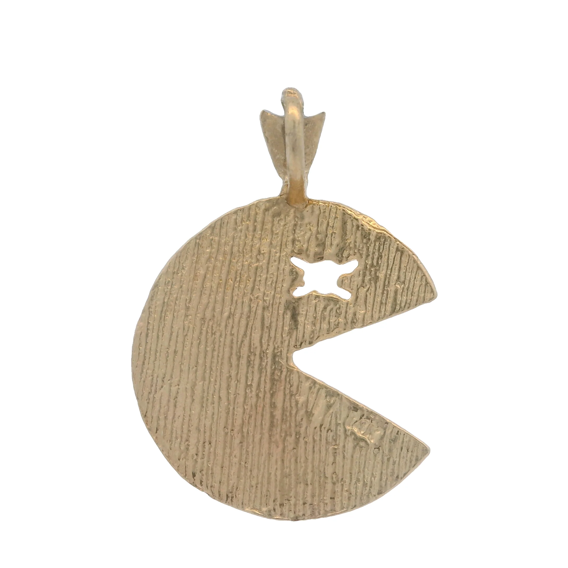 Solid 14kt Yellow Gold Faceted Pacman Game Charm Pendant - Image 2