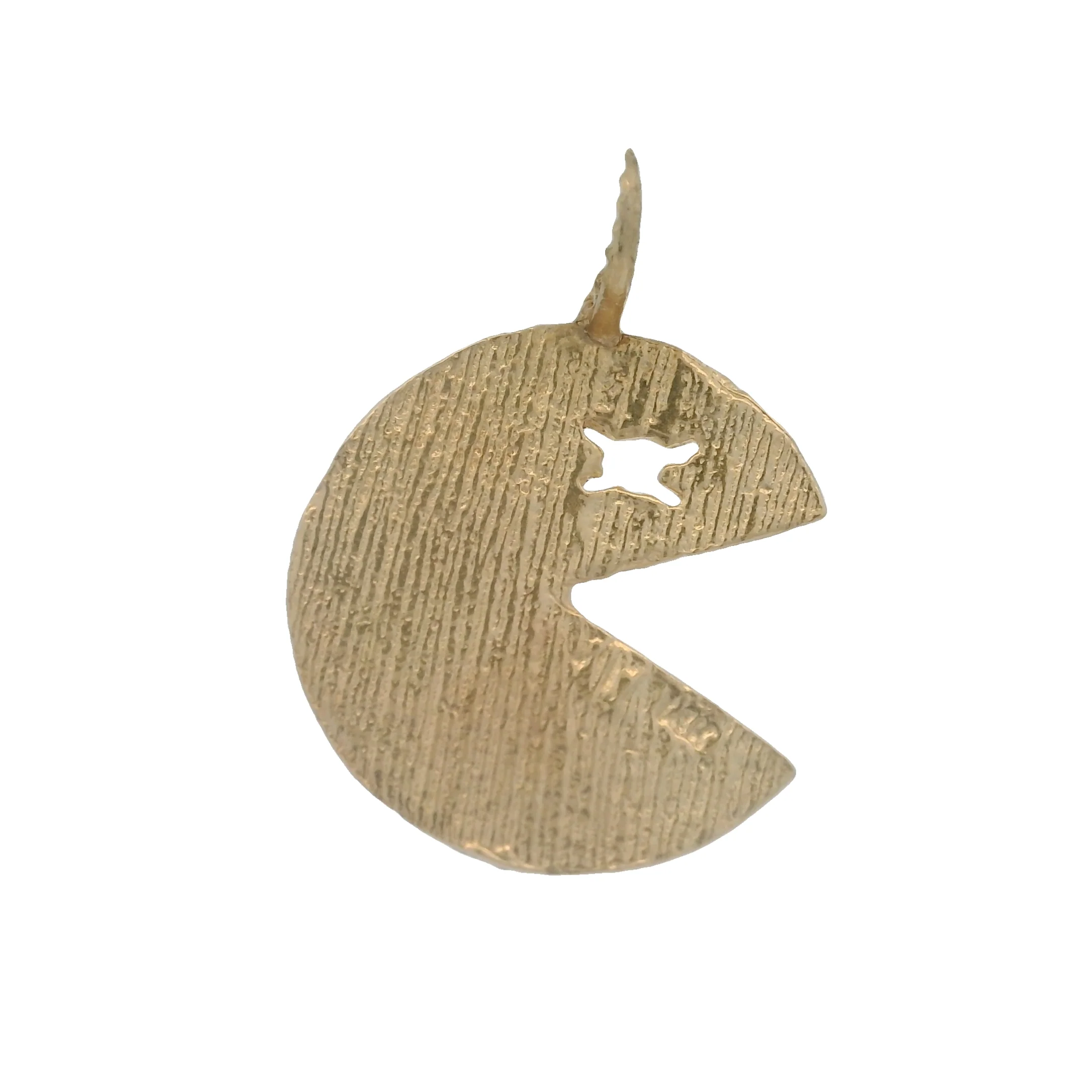 Solid 14kt Yellow Gold Faceted Pacman Game Charm Pendant - Image 3