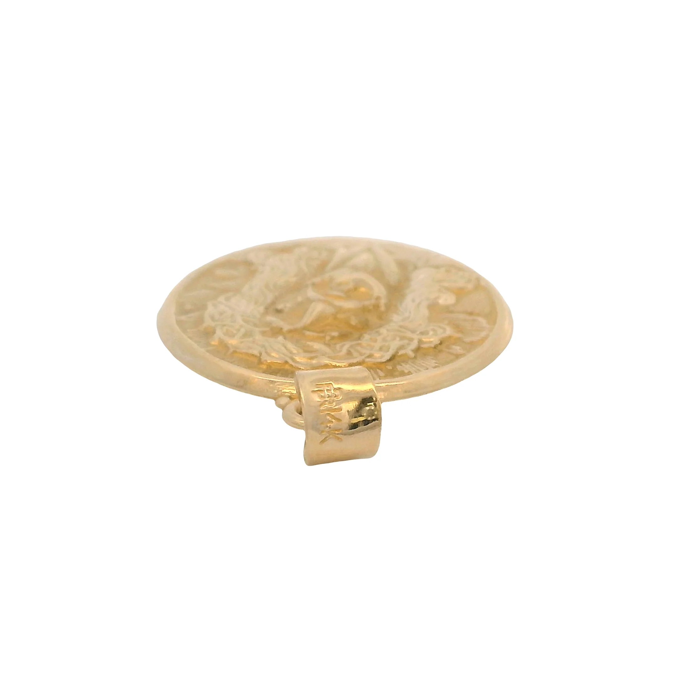 Solid 14kt Yellow Gold Jesus Christ Crown of Thorns Medallion Necklace Pendant - Image 3