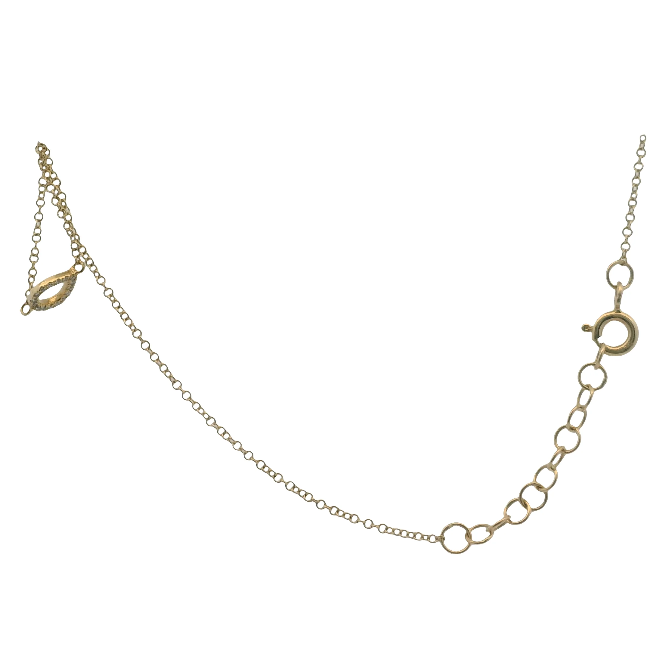 Solid 14kt Yellow Gold Thin Chain Bracelet/Ring Combo With Diamond Center Accent - Image 2