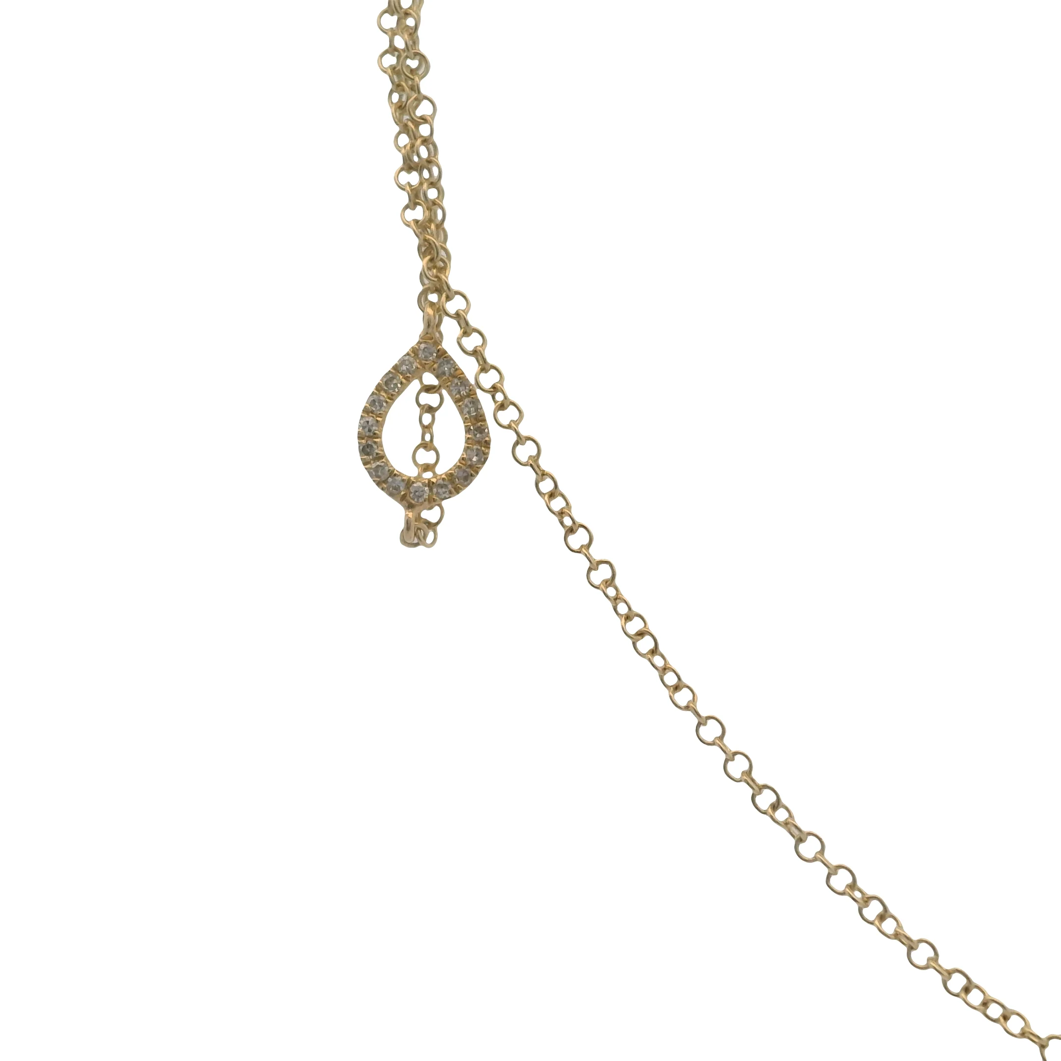 Solid 14kt Yellow Gold Thin Chain Bracelet/Ring Combo With Diamond Center Accent - Image 4