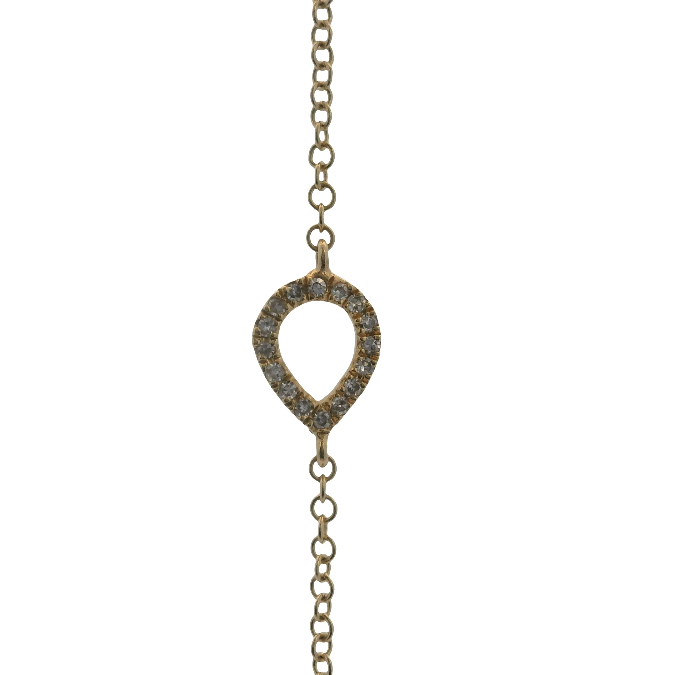 Solid 14kt Yellow Gold Thin Chain Bracelet/Ring Combo With Diamond Center Accent - Image 5