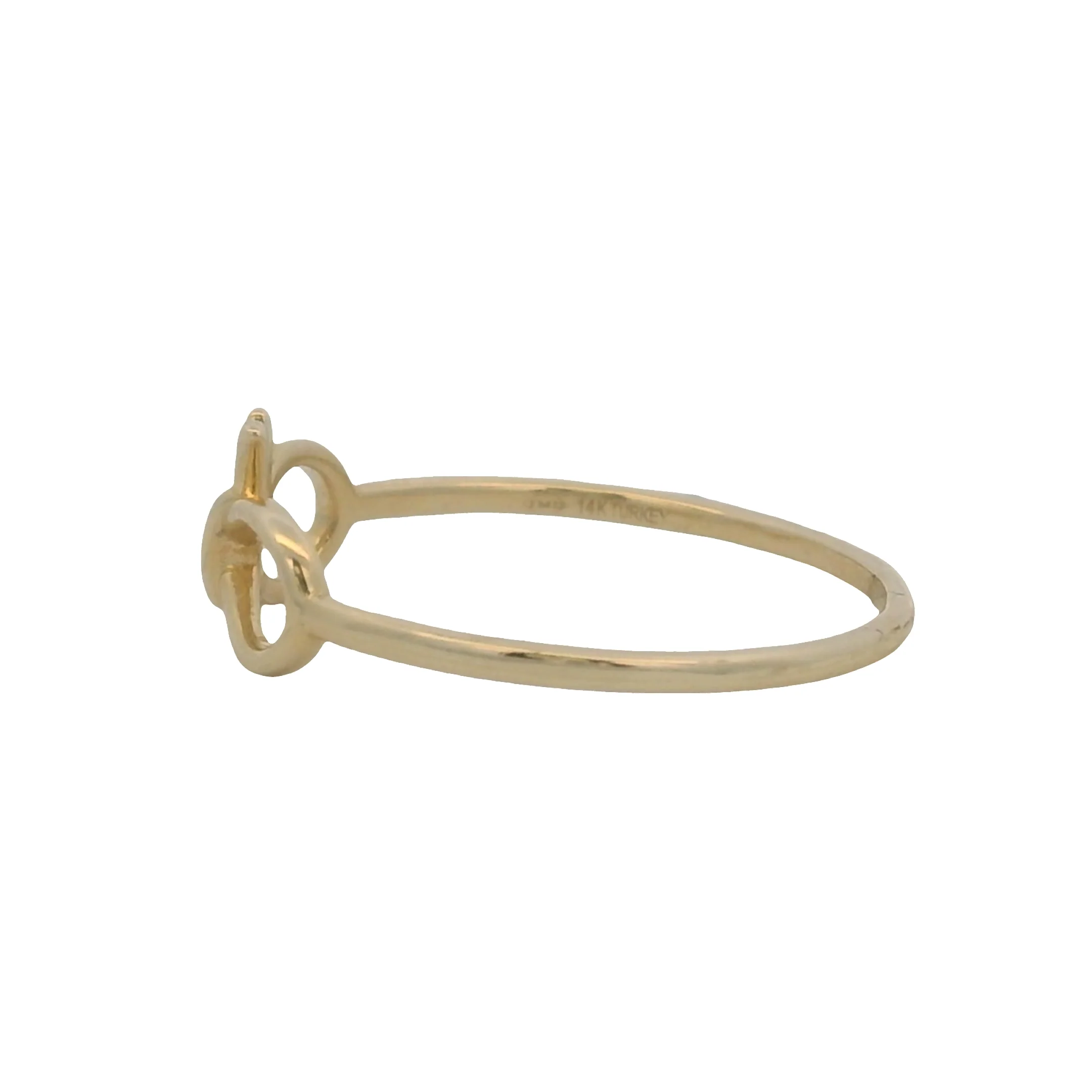 Solid 14kt Yellow Gold Thin Dainty Bow Ribbon Ring Made In Turkey Size 7 - Image 3
