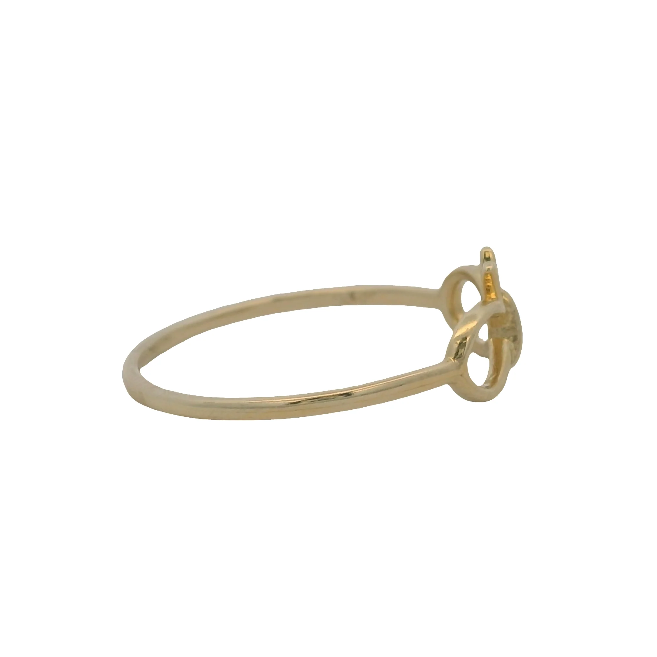 Solid 14kt Yellow Gold Thin Dainty Bow Ribbon Ring Made In Turkey Size 7 - Image 4