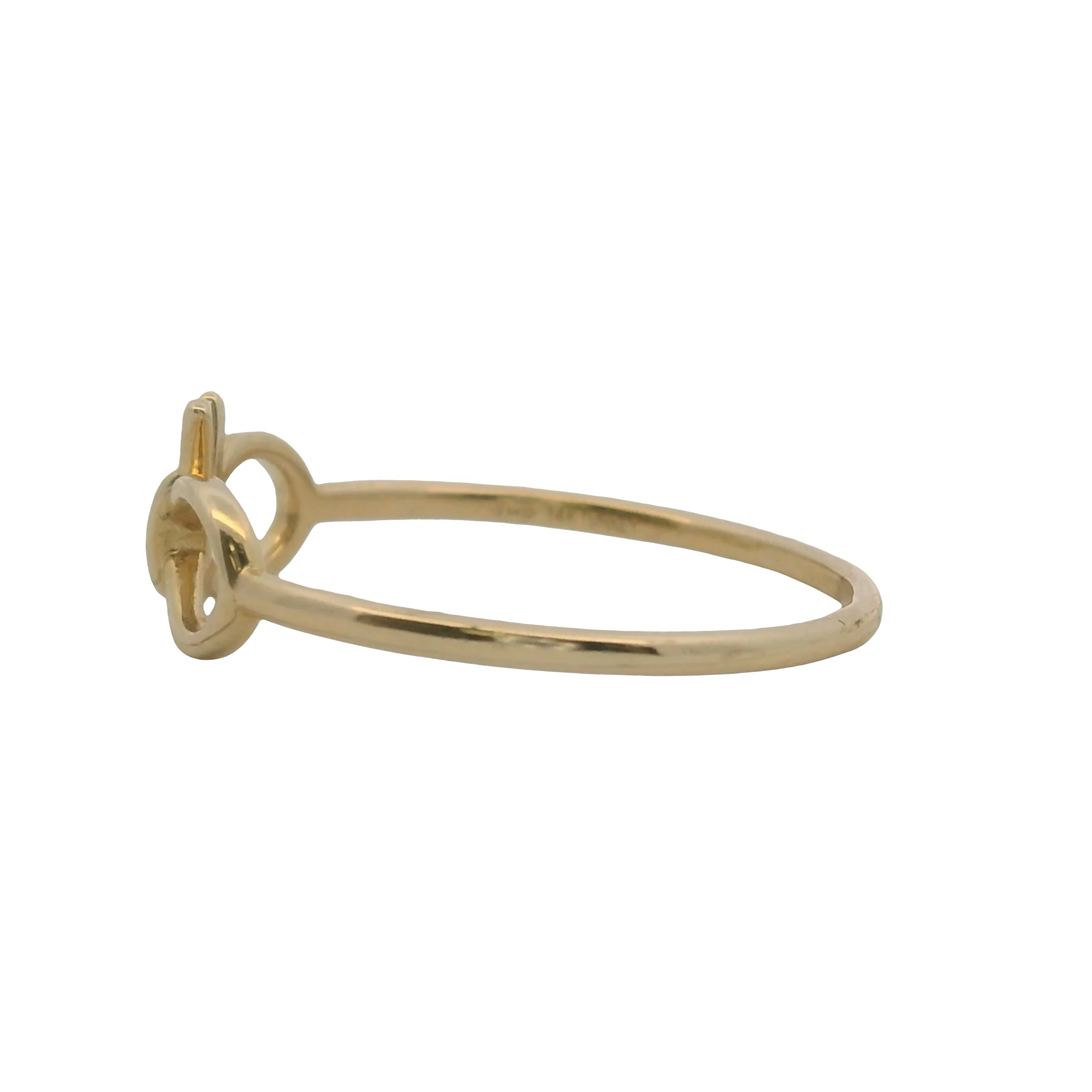 Solid 14kt Yellow Gold Thin Dainty Bow Ribbon Ring Made In Turkey Size 7 - Image 5