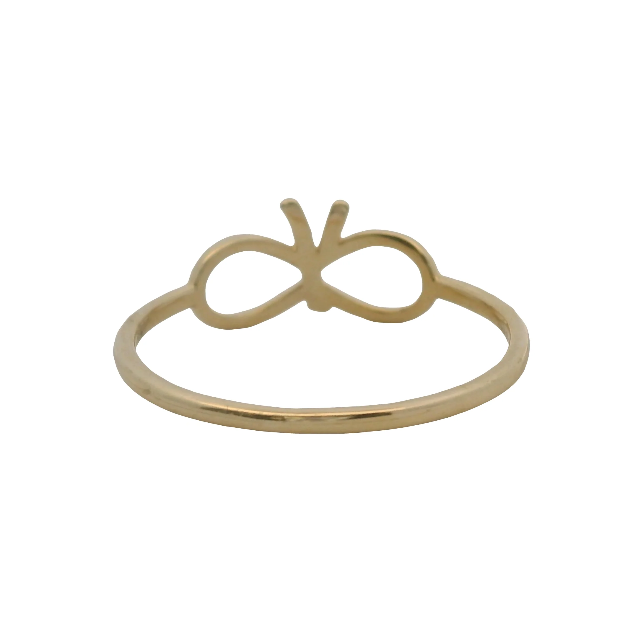 Solid 14kt Yellow Gold Thin Dainty Bow Ribbon Ring Made In Turkey Size 7 - Image 7