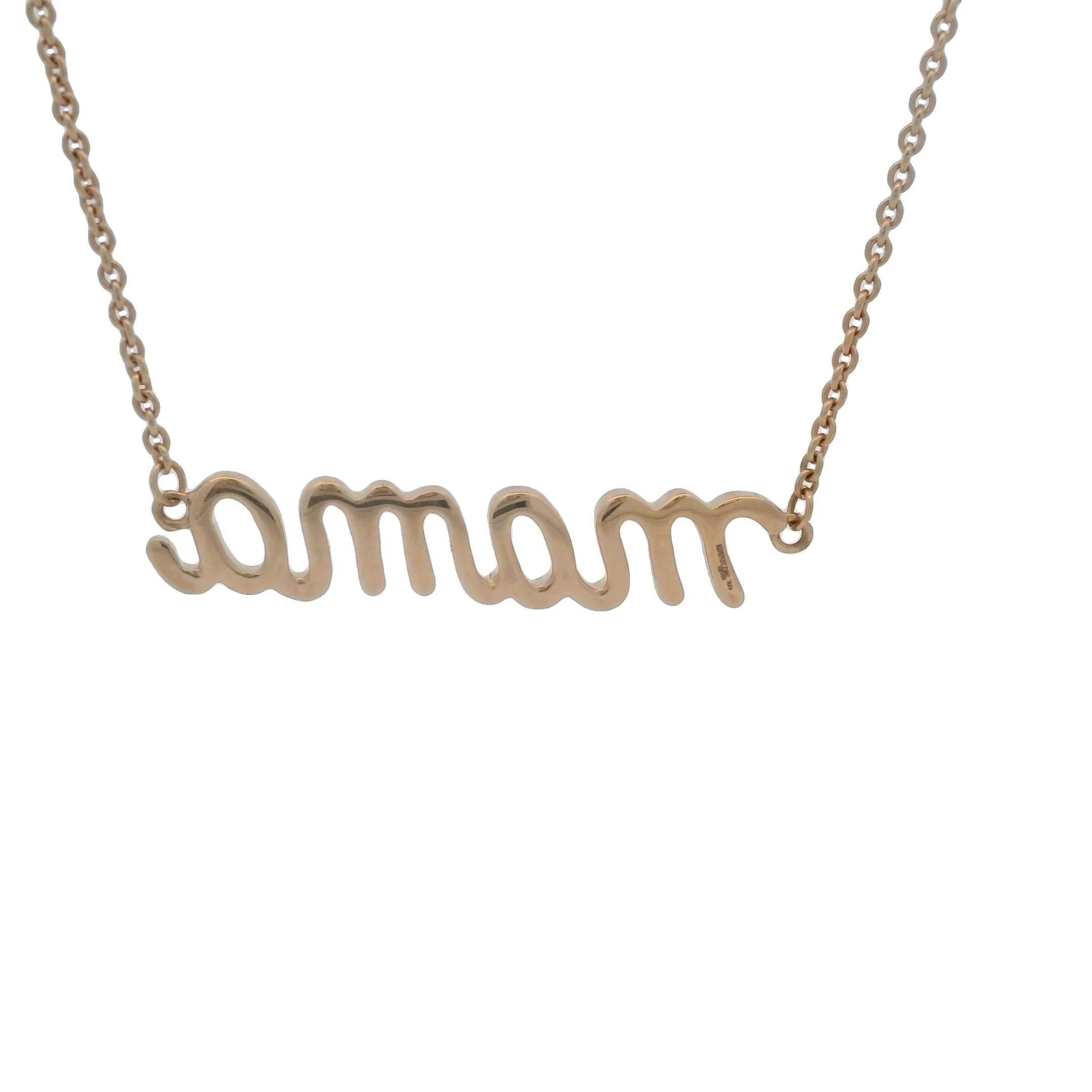 Solid 18kt Rose Gold "Mama" Script 18" Adjustable Chain Necklace - Image 3