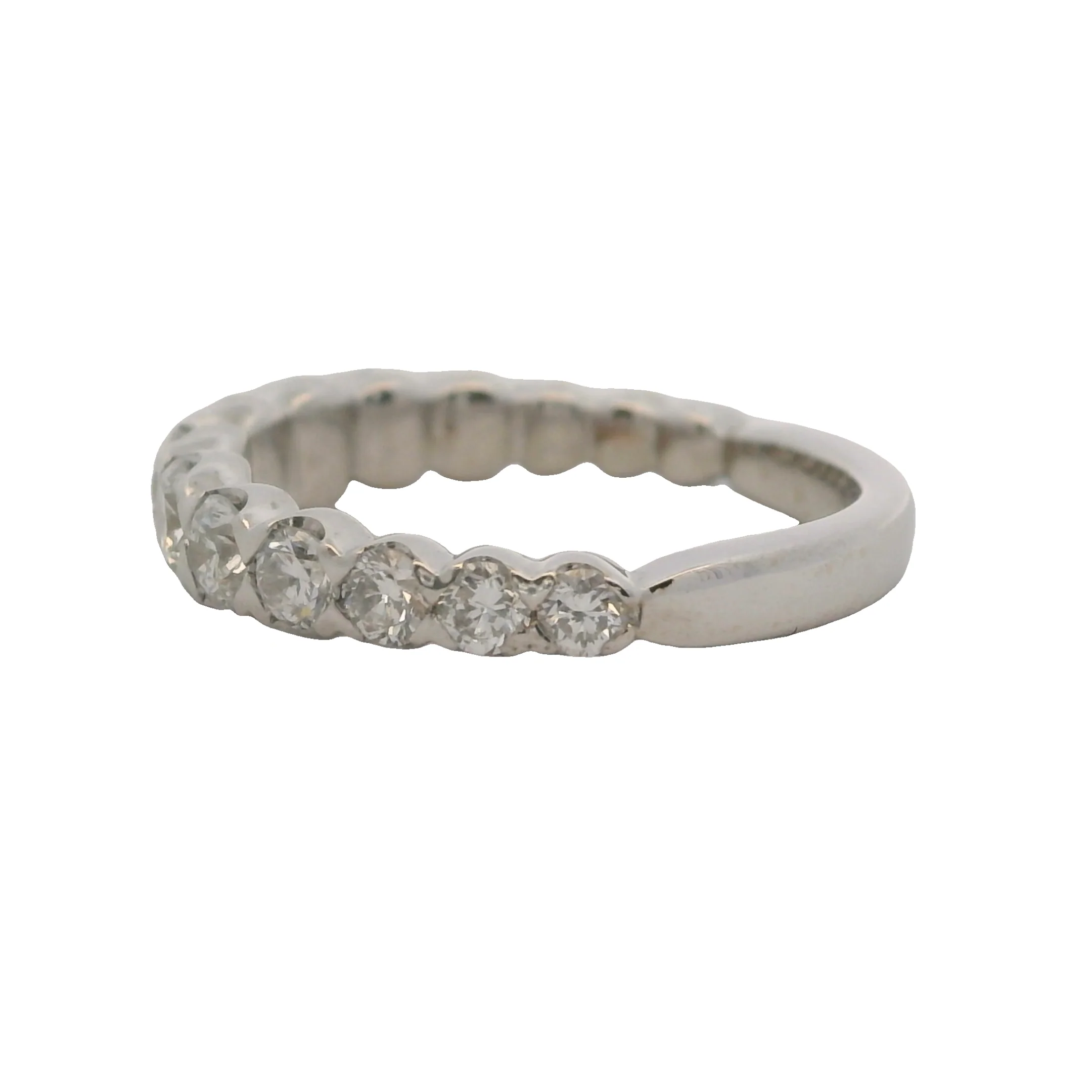 Solid 18kt White Gold and Graduated Diamond Half-Eternity Wedding Band Ring Size 3.5 - Image 5