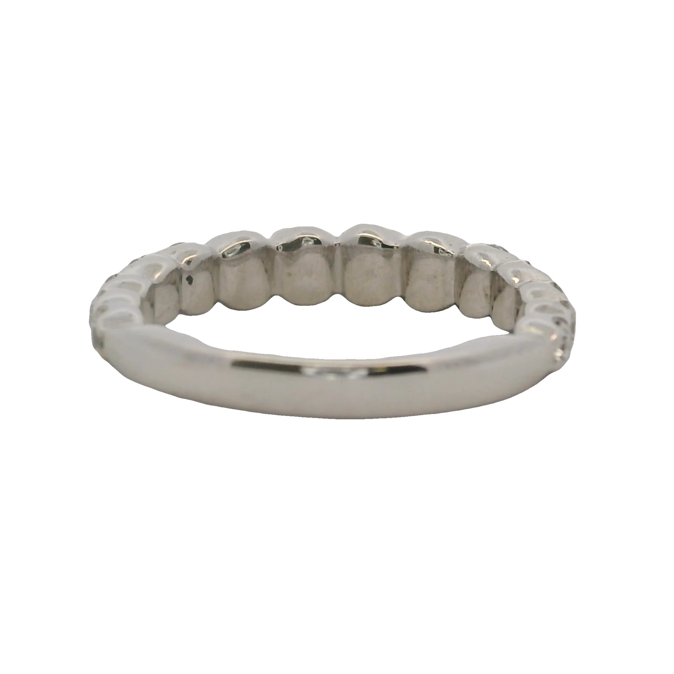 Solid 18kt White Gold and Graduated Diamond Half-Eternity Wedding Band Ring Size 3.5 - Image 6
