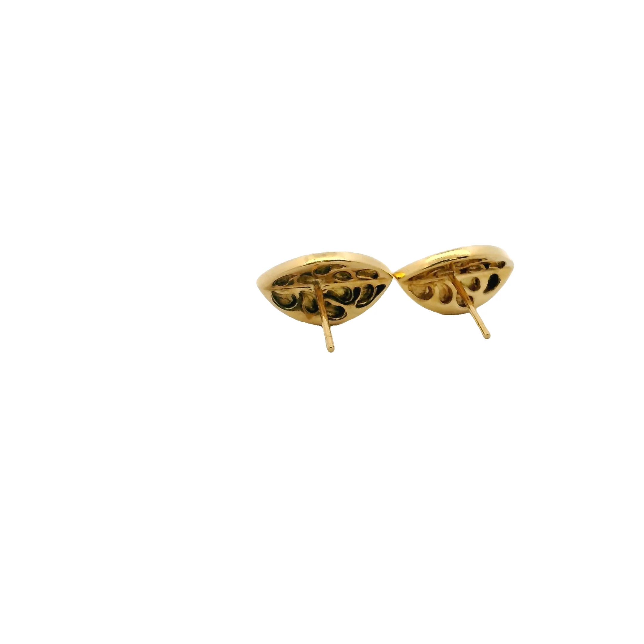 Solid 18kt Yellow Gold and 1/2ctw Diamonds Half Split Leaf Stud 17mm Long Earrings - Image 5