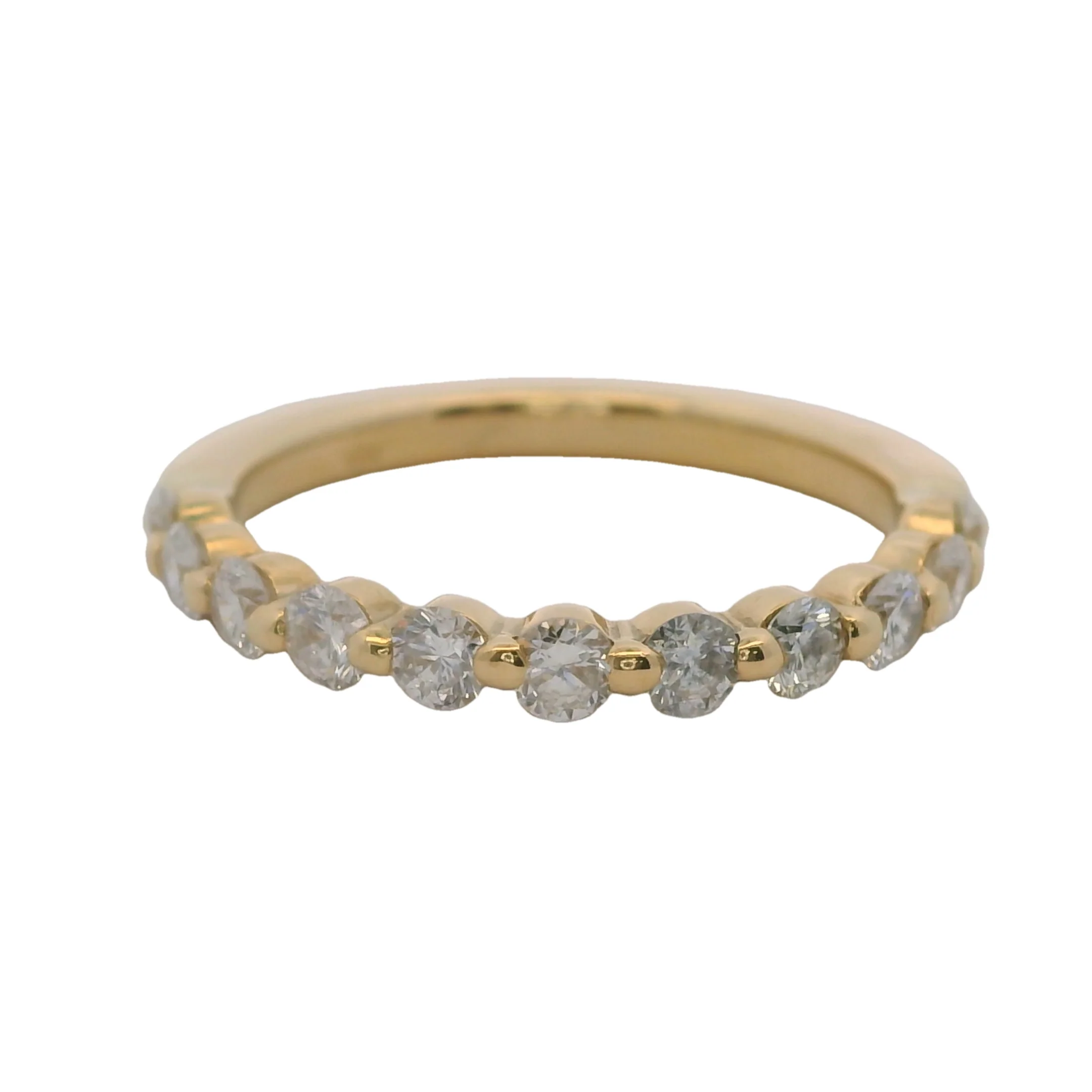 Solid 18kt Yellow Gold and 2-Prong Set 0.44ctw Diamond Half-Eternity Wedding Band Ring Size 5