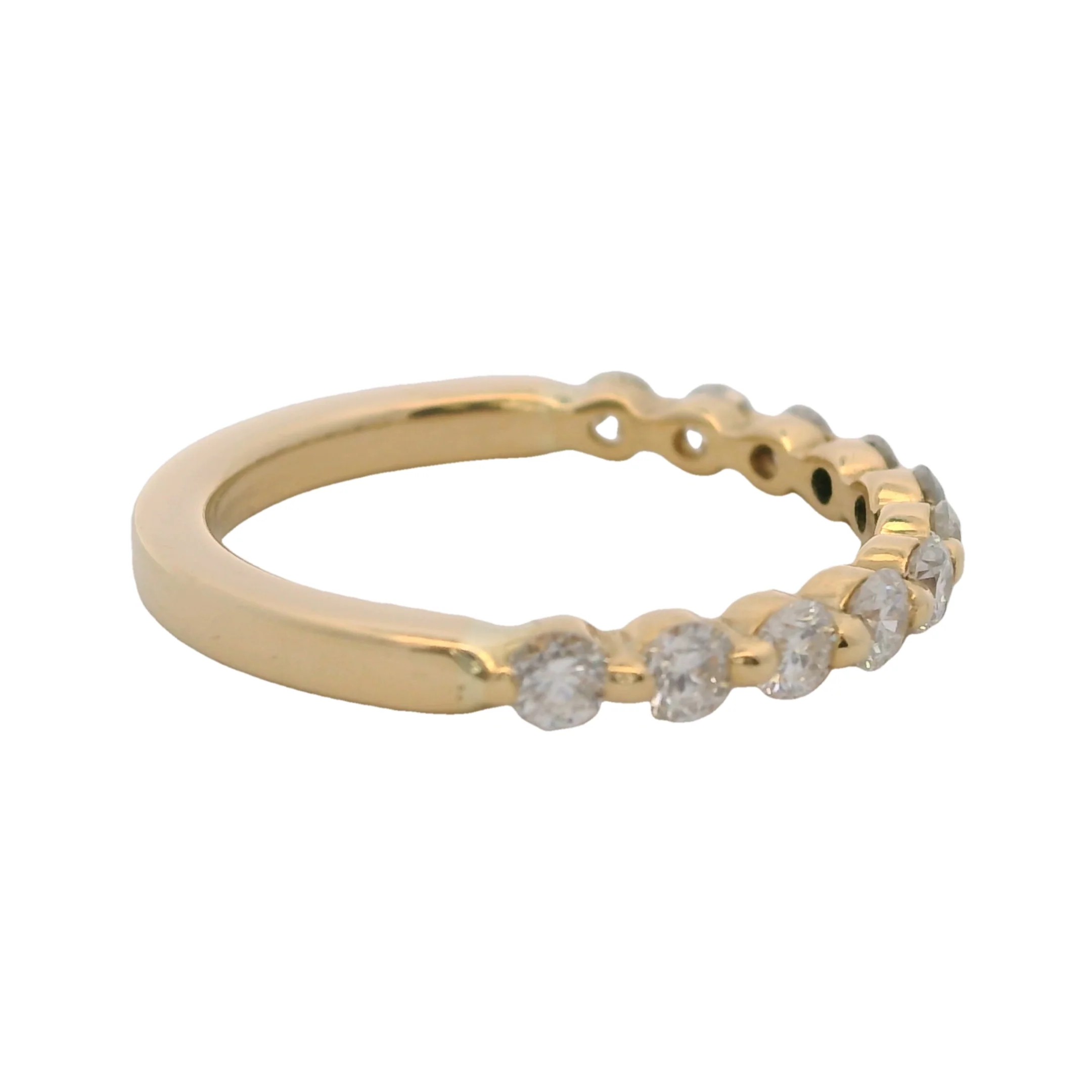 Solid 18kt Yellow Gold and 2-Prong Set 0.44ctw Diamond Half-Eternity Wedding Band Ring Size 5 - Image 3