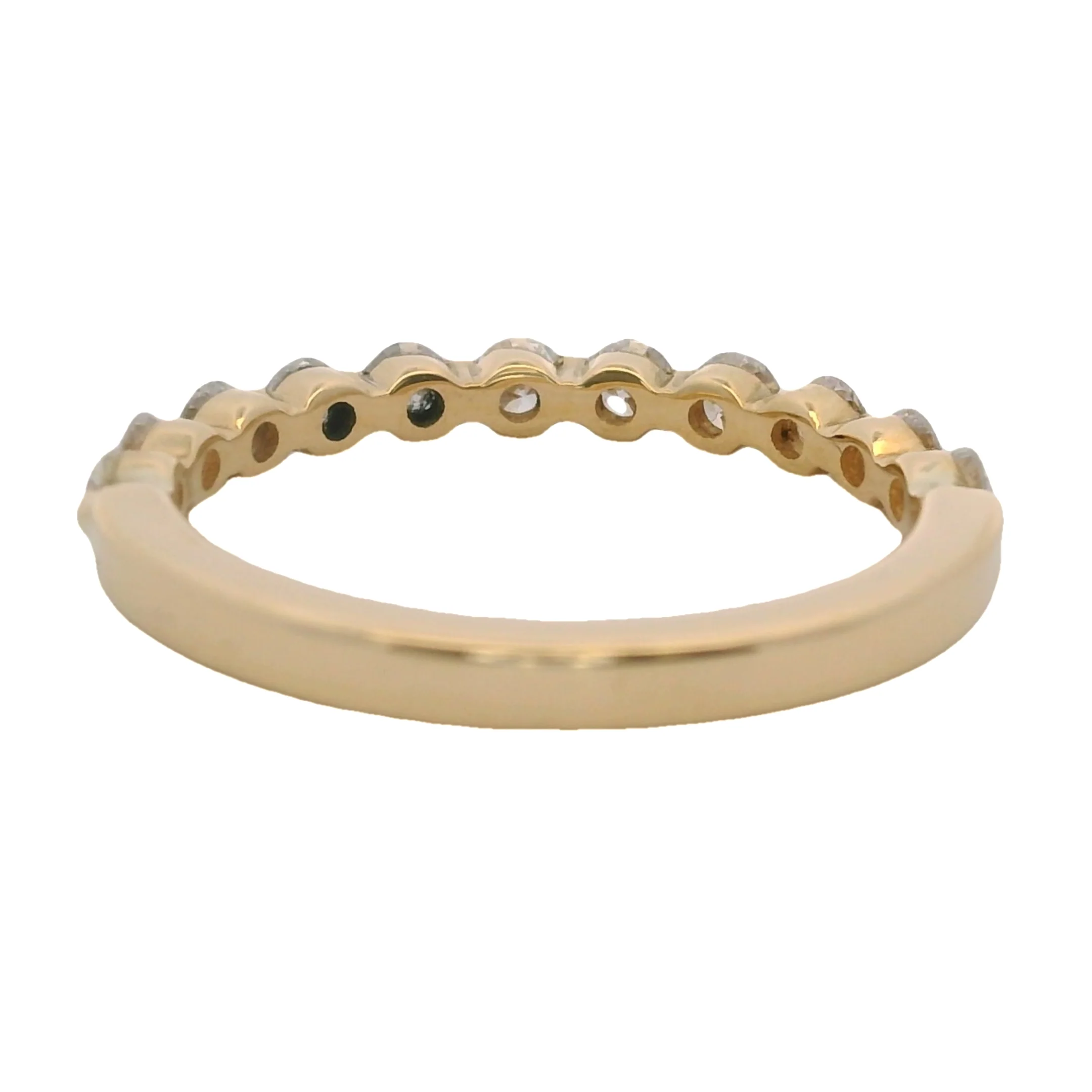 Solid 18kt Yellow Gold and 2-Prong Set 0.44ctw Diamond Half-Eternity Wedding Band Ring Size 5 - Image 4