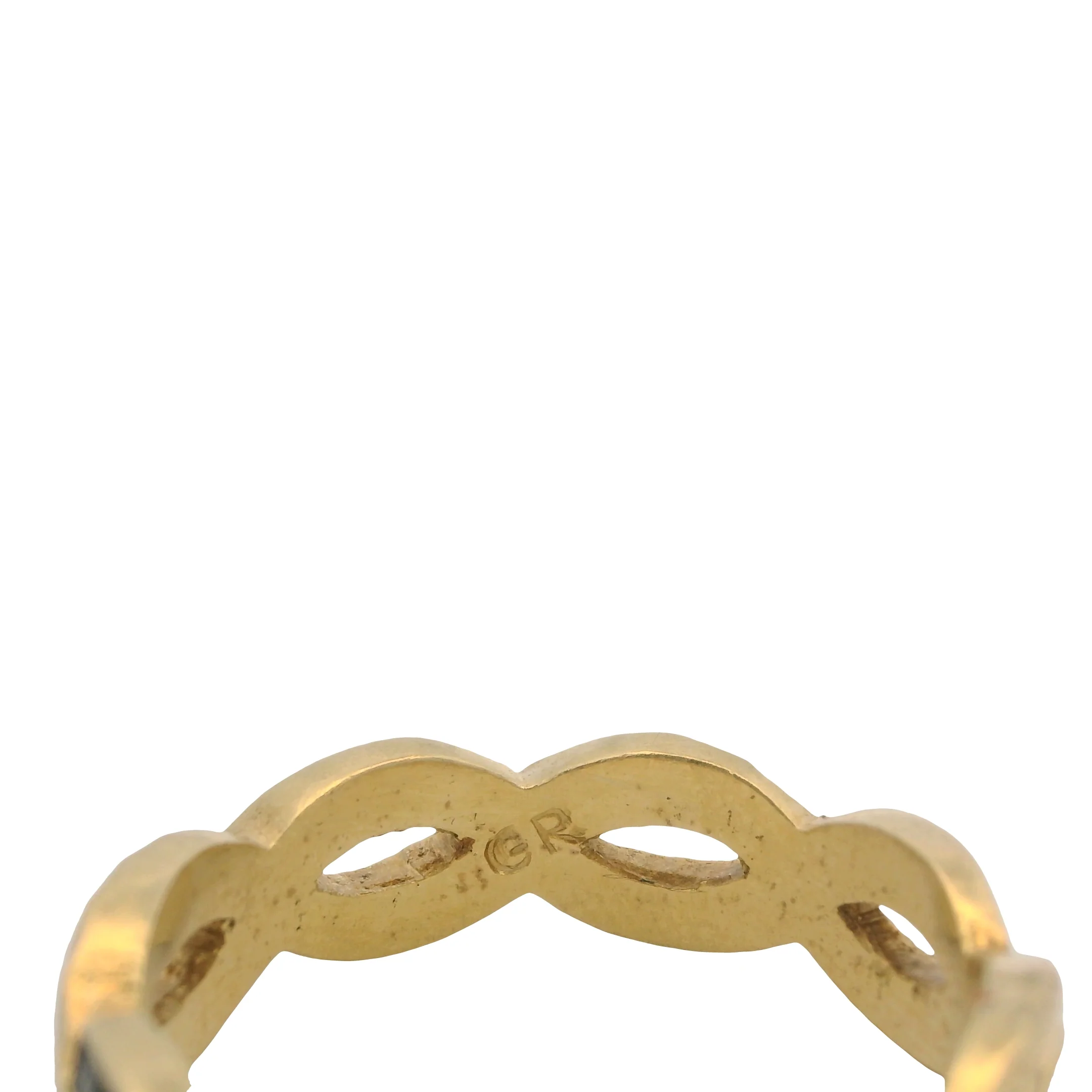 Solid 18kt Yellow Gold and Black Enamel Woven Twisted Wheat Pattern Band Ring Size 6.75 - Image 3