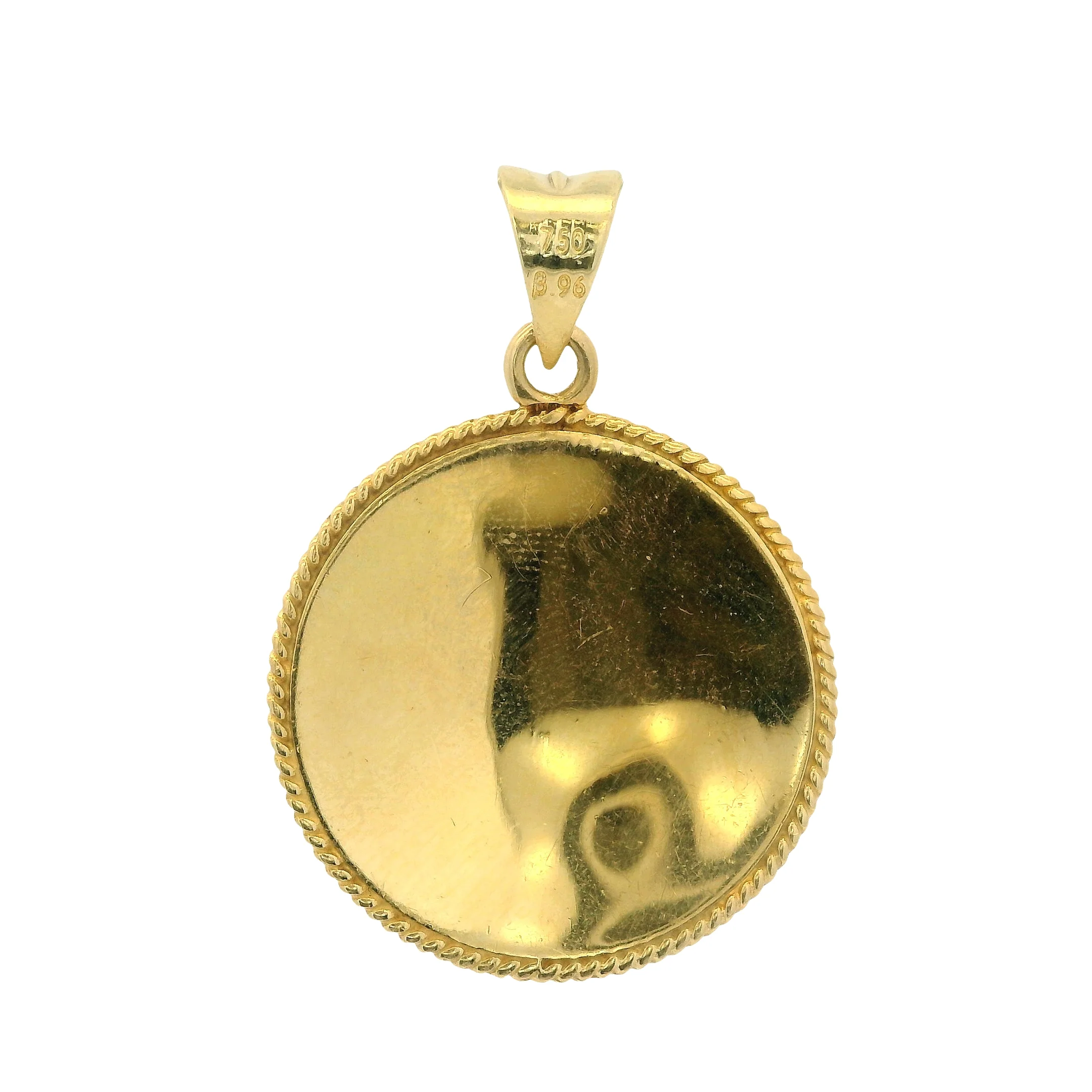 Solid 18kt Yellow Gold and Colored Enamel Byzantine Inspired Floral Circle Pendant - Image 3