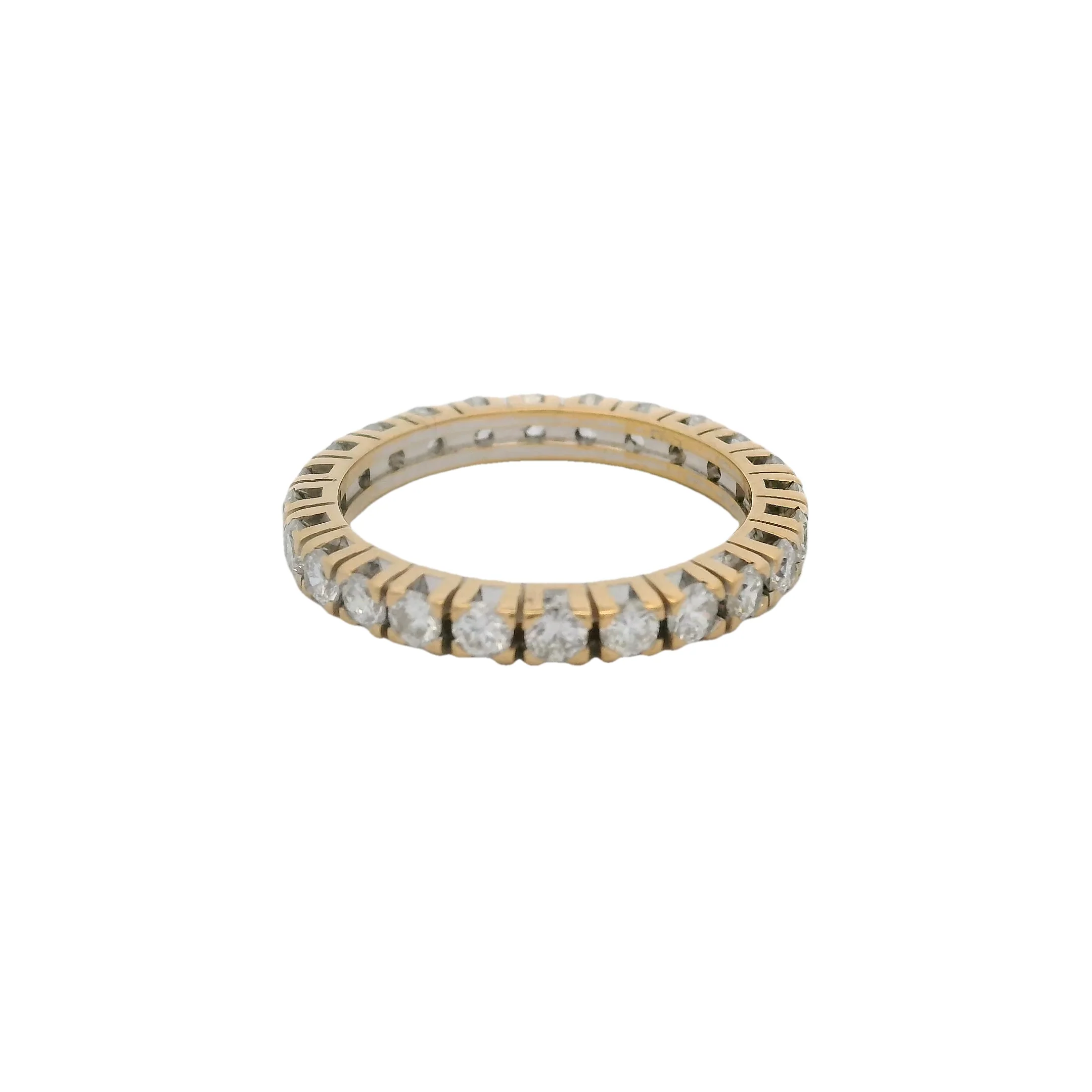 Solid 18kt Yellow Gold and Round Diamond 2.6mm Wide Eternity Band Ring Size 6 - Image 2