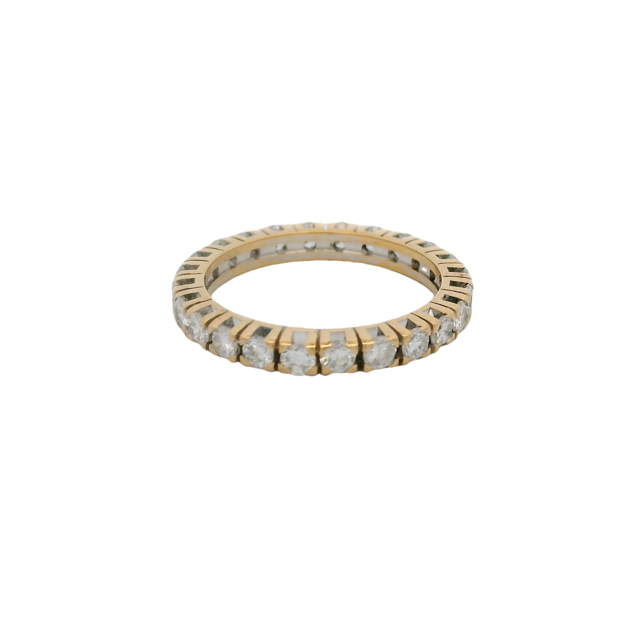 Solid 18kt Yellow Gold and Round Diamond 2.6mm Wide Eternity Band Ring Size 6 - Image 3