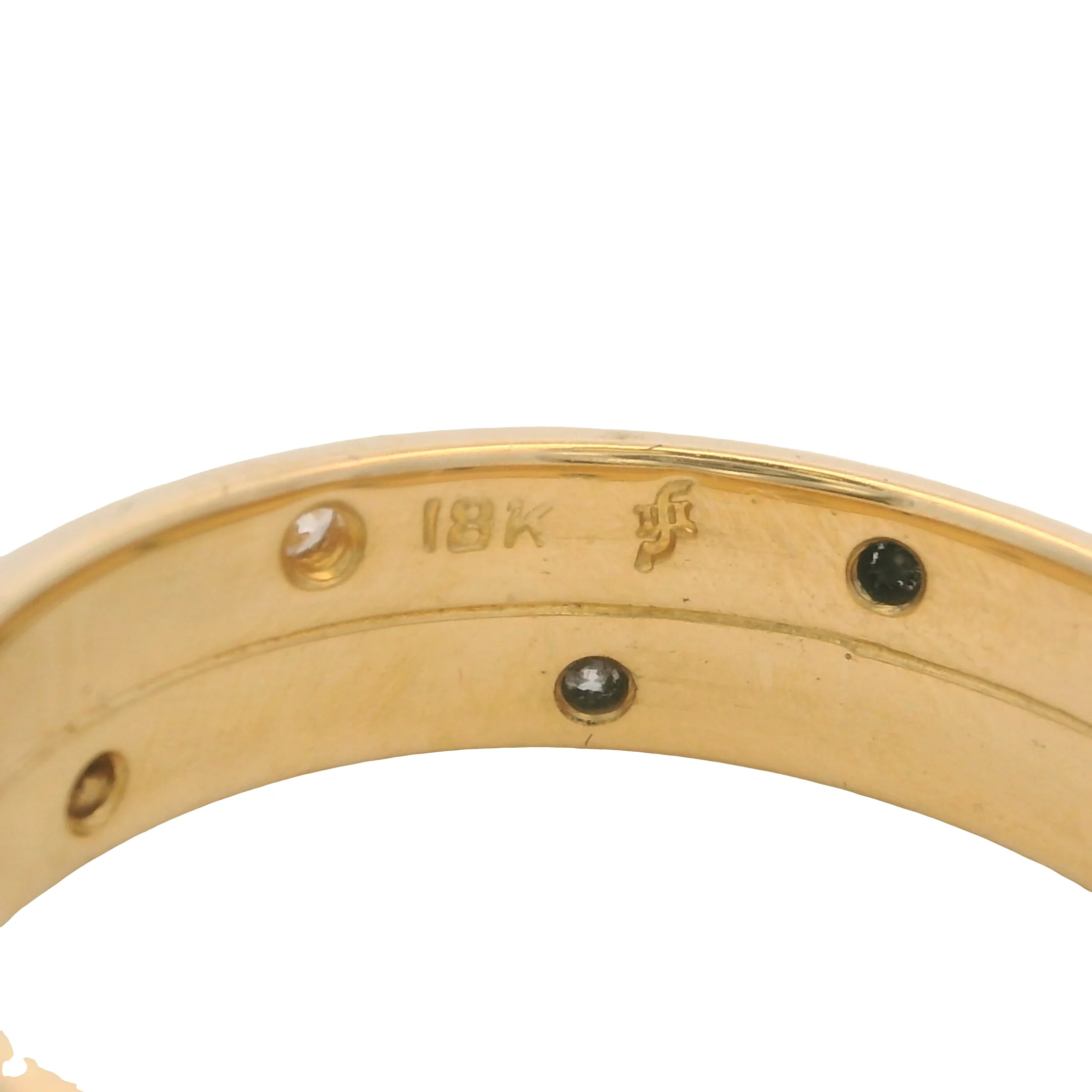 Solid 18kt Yellow Gold Double Band Flush Set Diamond Stacked Eternity Ring Size 9 - Image 5