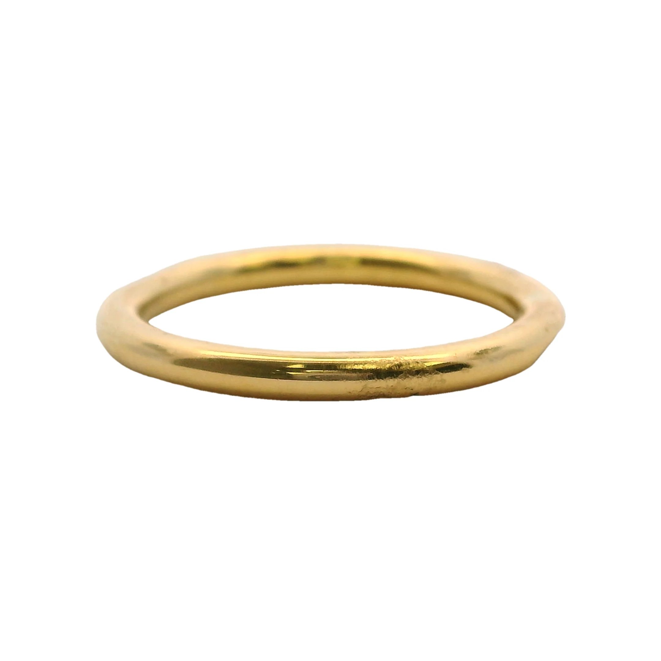 Solid 18kt Yellow Gold Faceted Faceted 2mm Stackable Band Ring with Diamonds Size 4.5 - Image 5