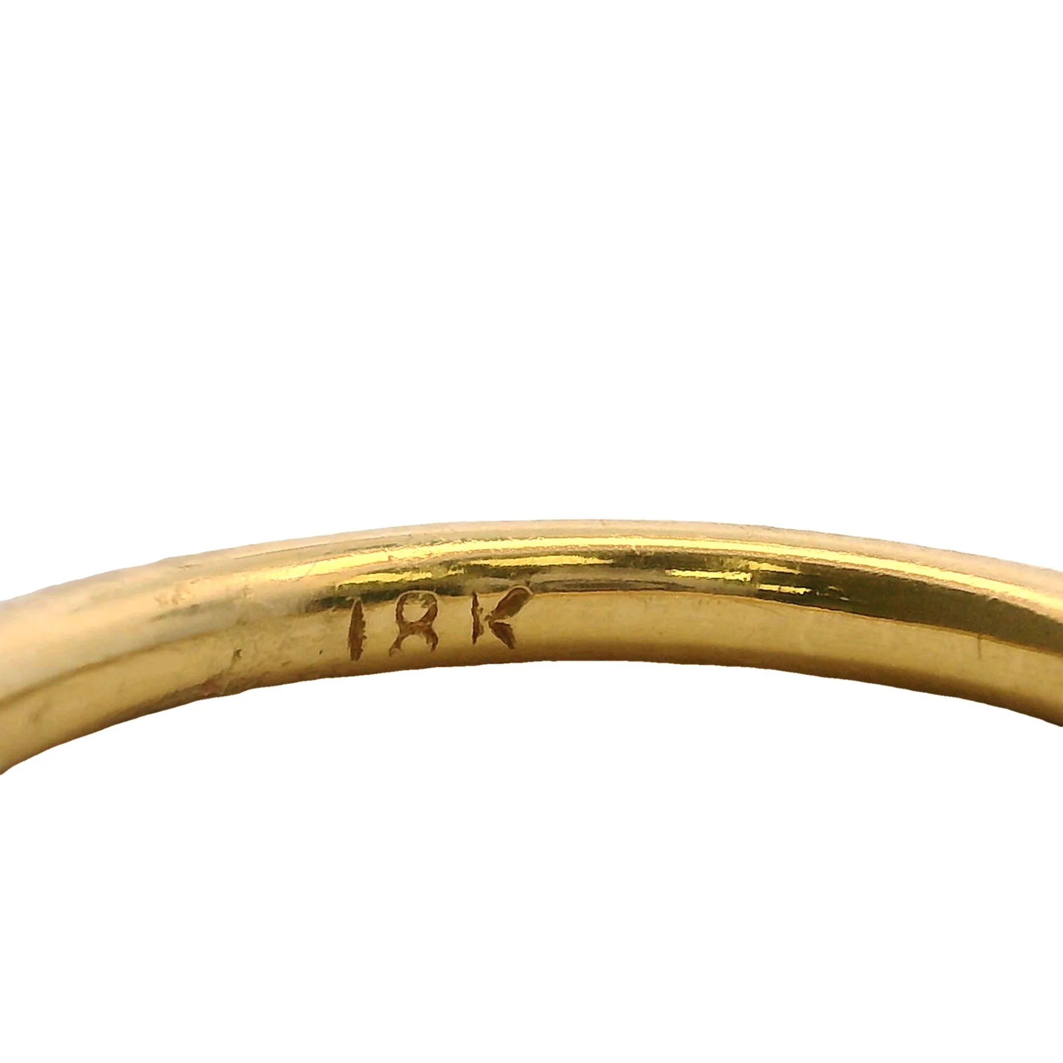 Solid 18kt Yellow Gold Faceted Faceted 2mm Stackable Band Ring with Diamonds Size 4.5 - Image 6