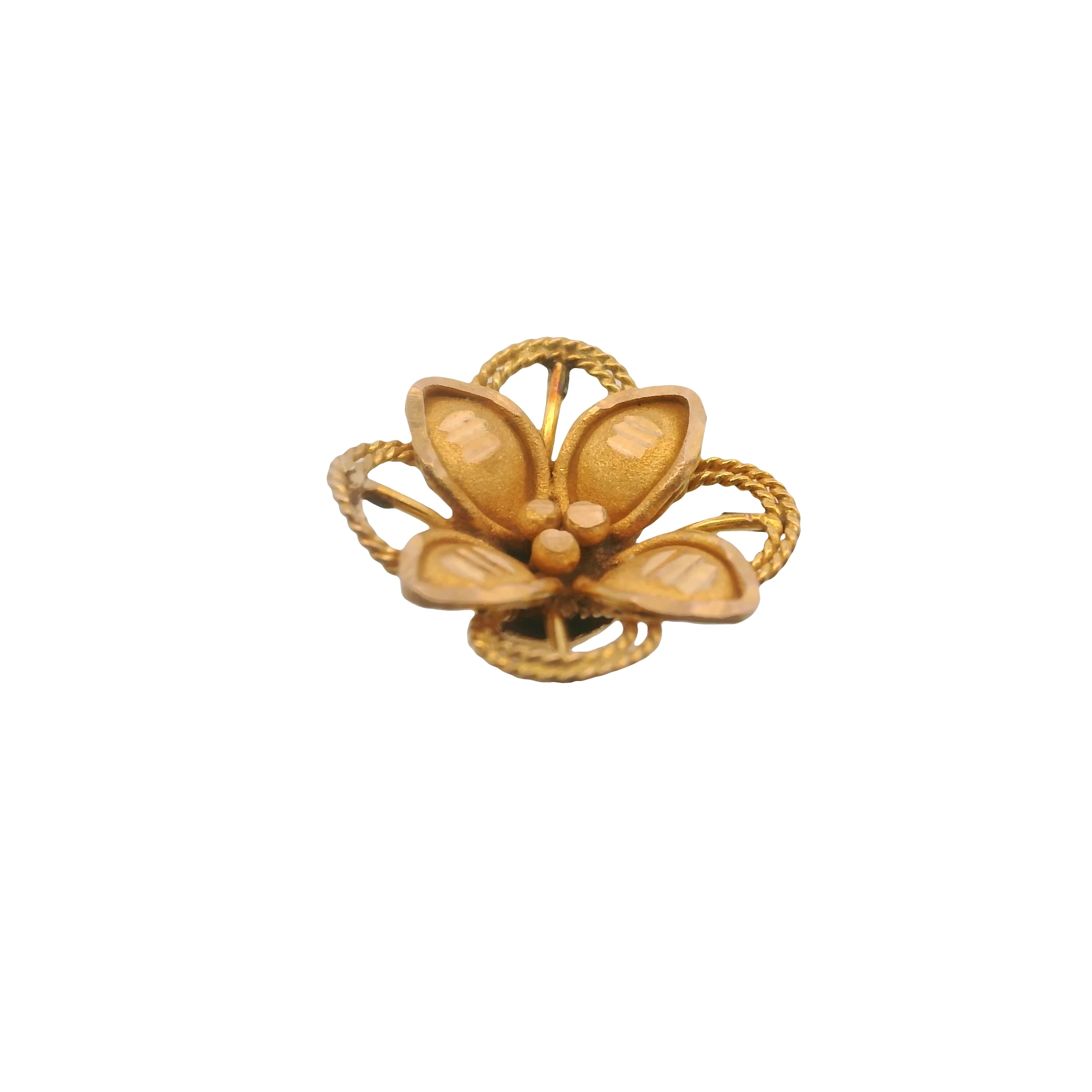 Solid 18kt Yellow Gold Floral Threader Flower 9.4mm Earrings - Image 5