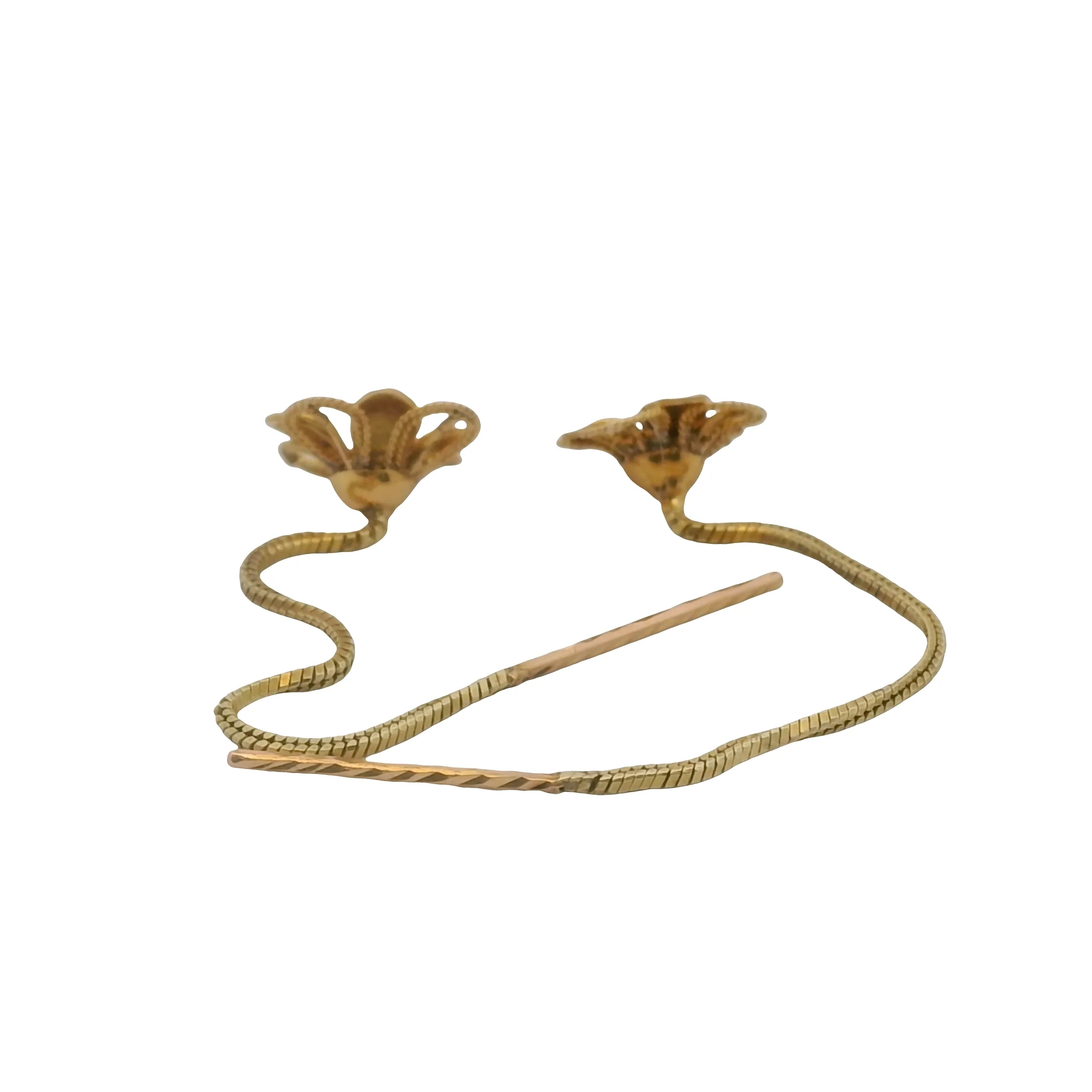 Solid 18kt Yellow Gold Floral Threader Flower 9.4mm Earrings - Image 6