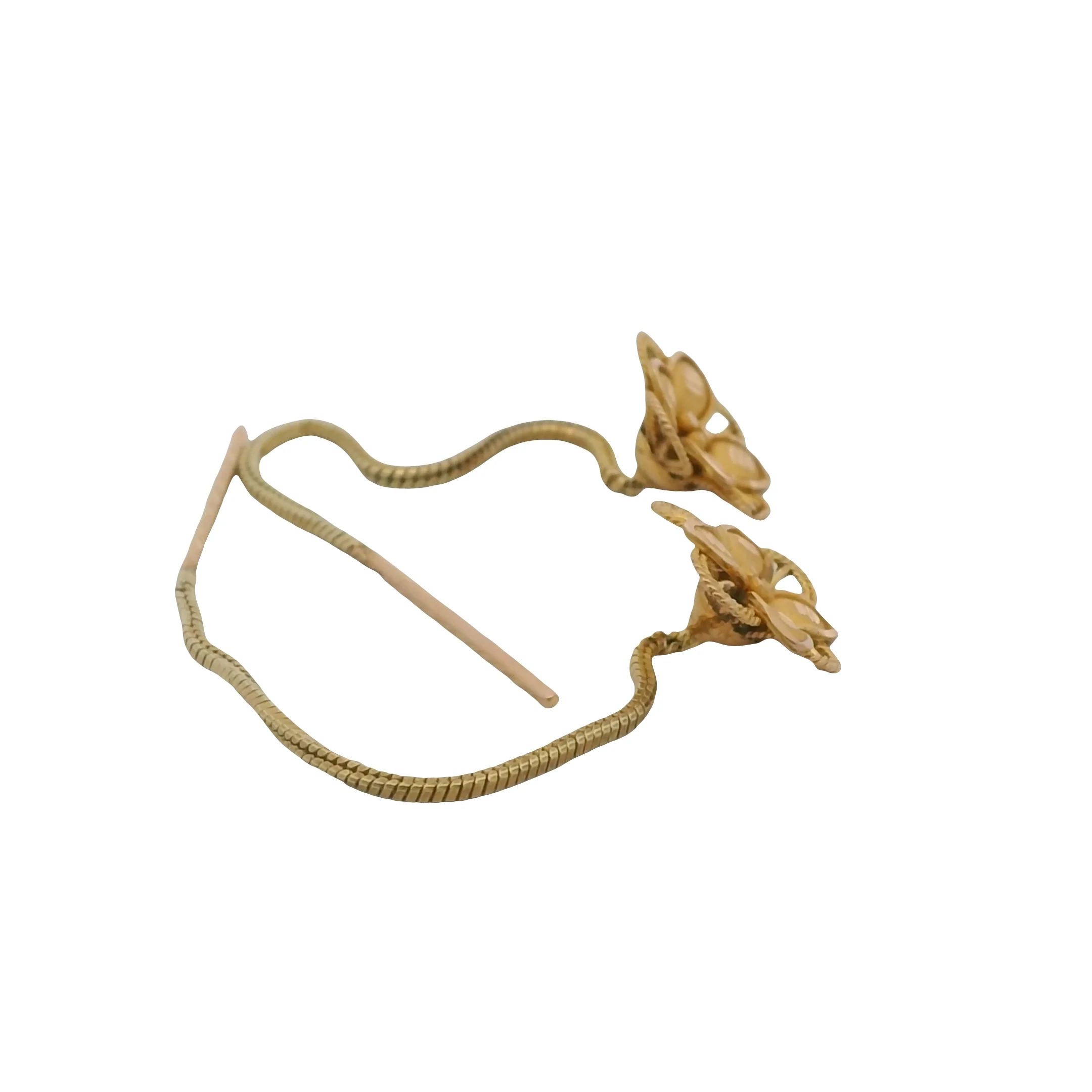Solid 18kt Yellow Gold Floral Threader Flower 9.4mm Earrings - Image 7